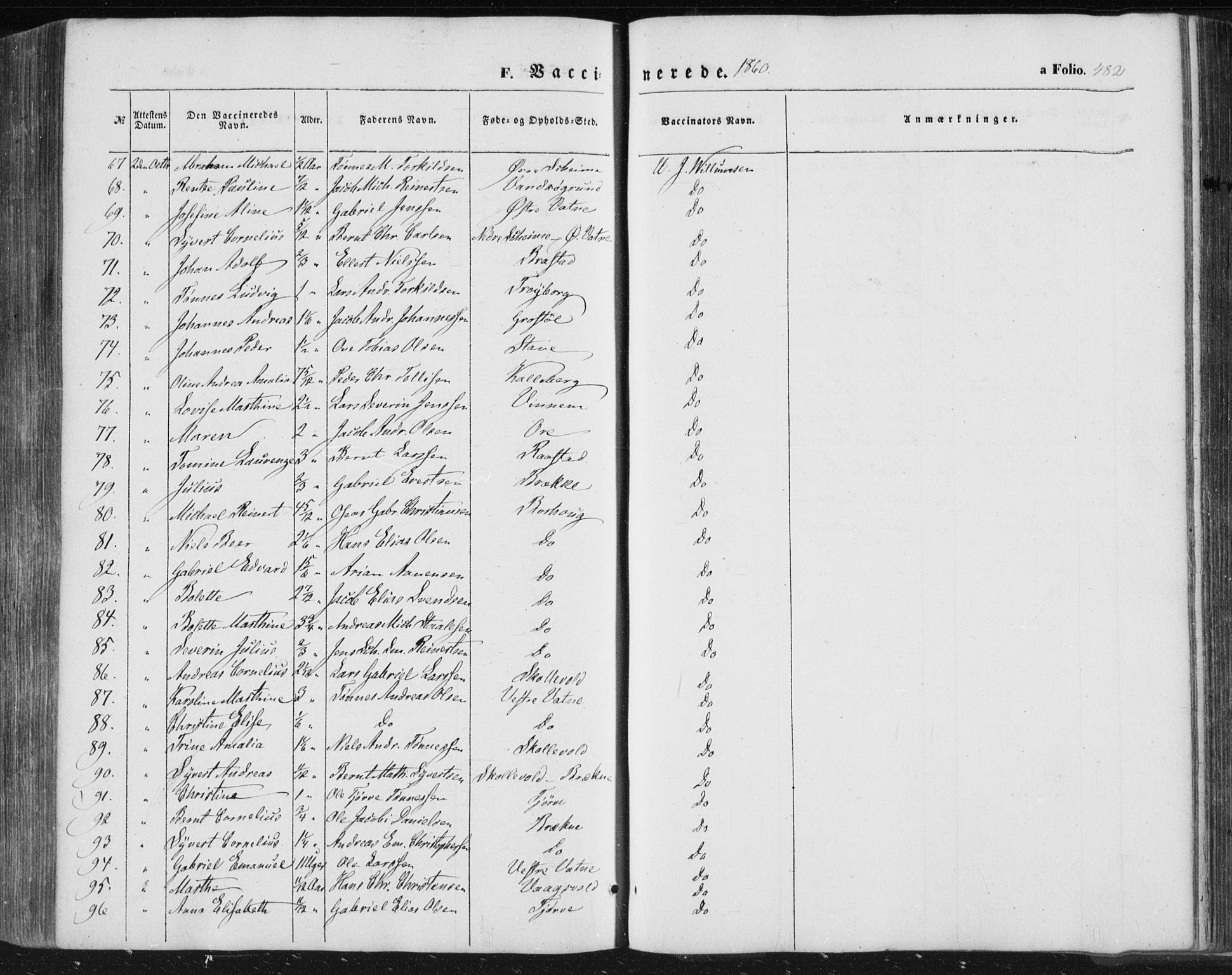 Lista sokneprestkontor, AV/SAK-1111-0027/F/Fa/L0010: Parish register (official) no. A 10, 1846-1861, p. 482