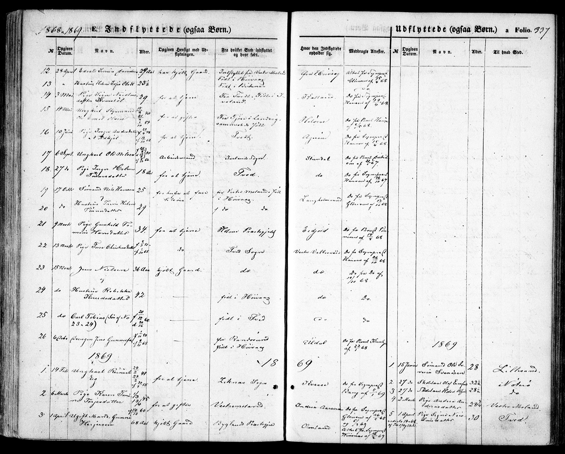Høvåg sokneprestkontor, SAK/1111-0025/F/Fa/L0004: Parish register (official) no. A 4, 1859-1877, p. 337