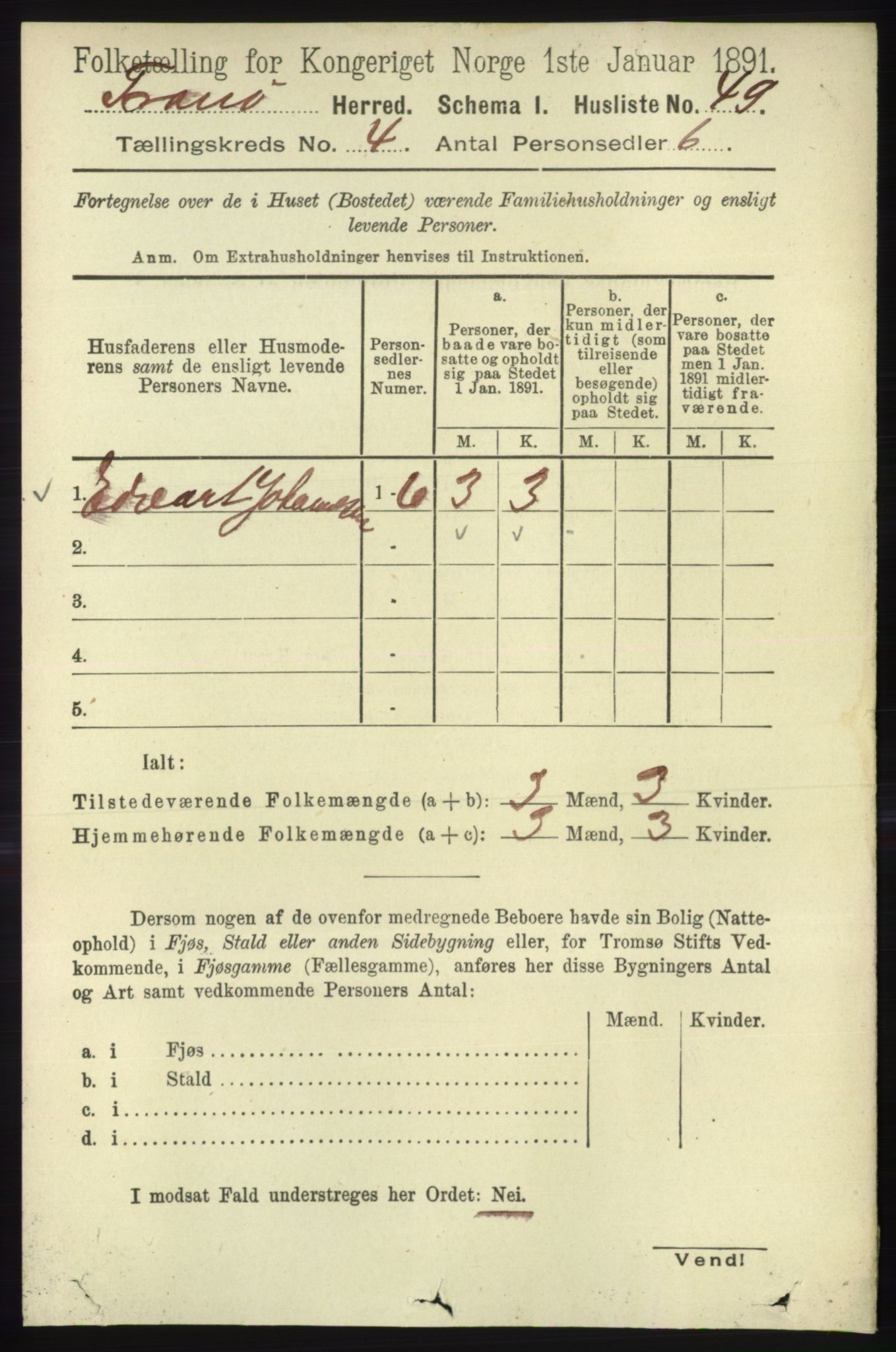 RA, 1891 census for 1927 Tranøy, 1891, p. 1432