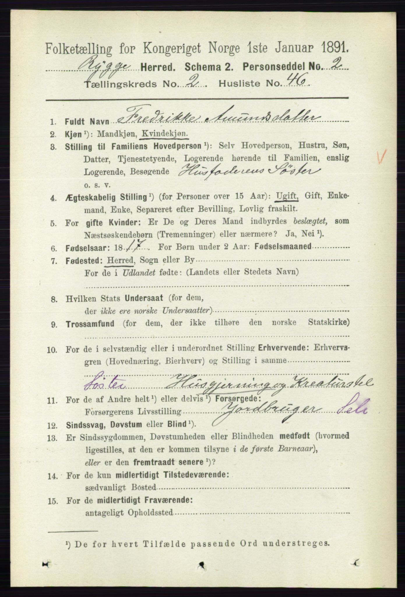 RA, 1891 census for 0136 Rygge, 1891, p. 1299