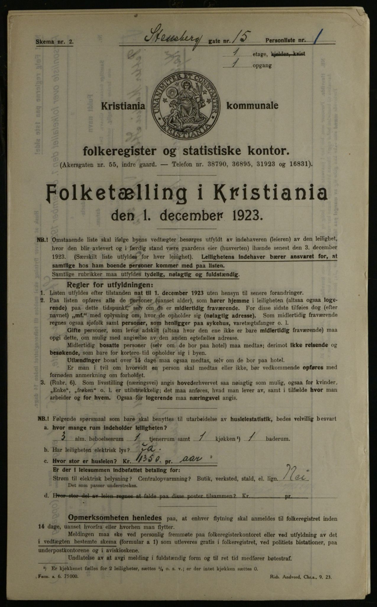 OBA, Municipal Census 1923 for Kristiania, 1923, p. 112105