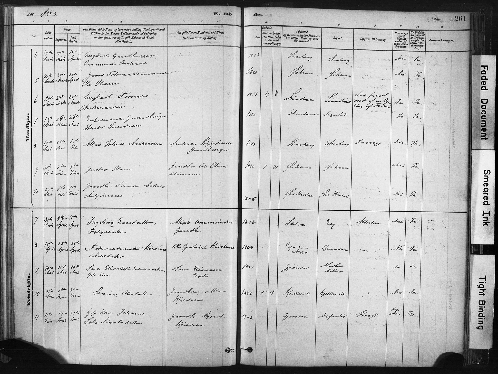 Lund sokneprestkontor, SAST/A-101809/S06/L0011: Parish register (official) no. A 10, 1877-1904, p. 261