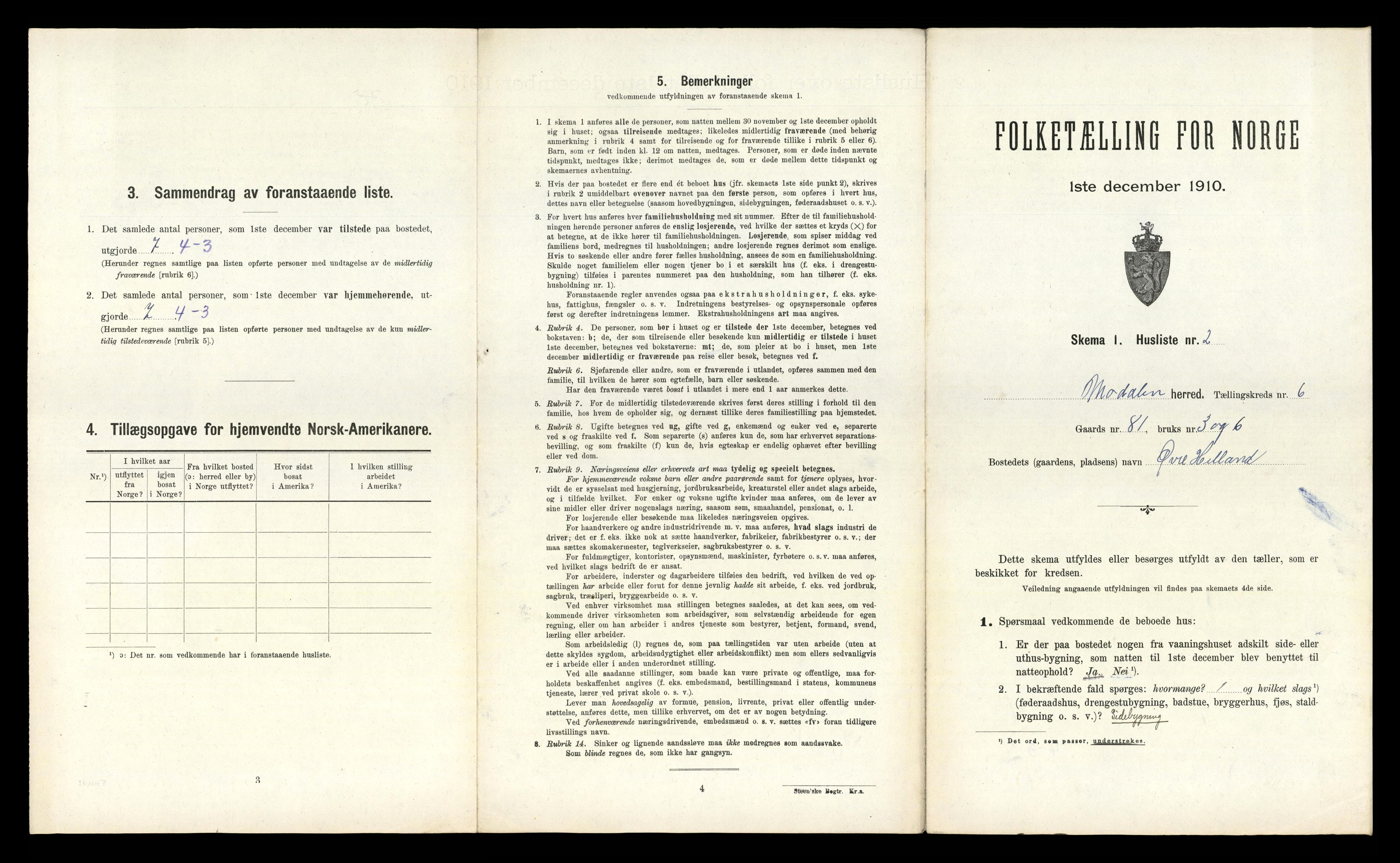 RA, 1910 census for Modalen, 1910, p. 163
