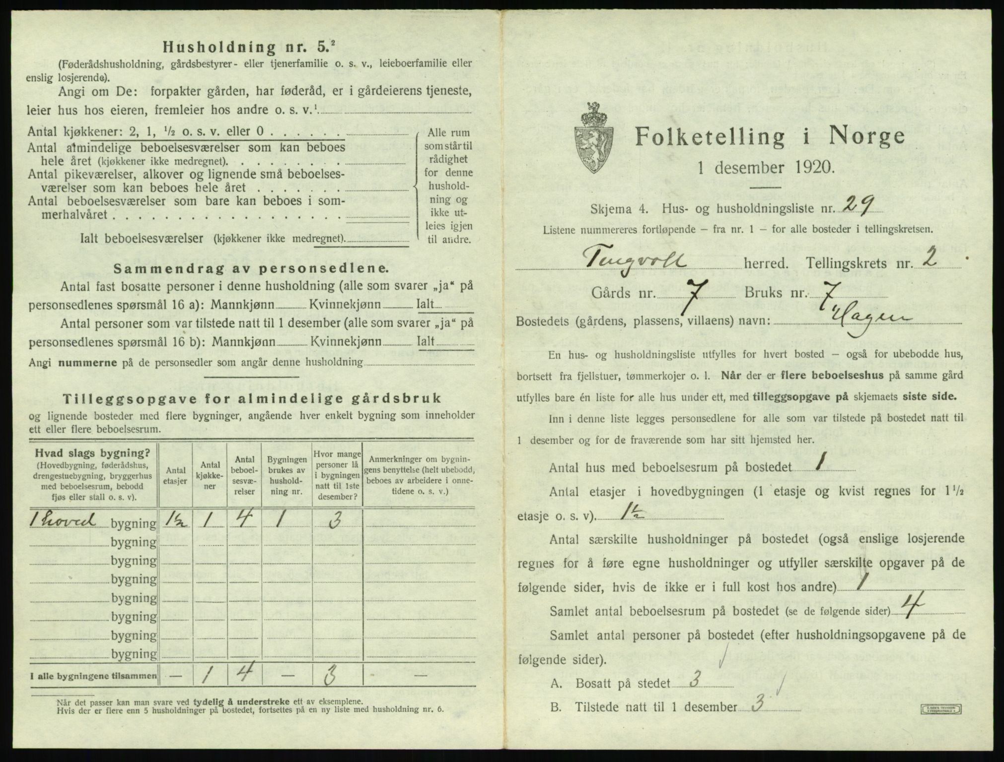 SAT, 1920 census for Tingvoll, 1920, p. 134