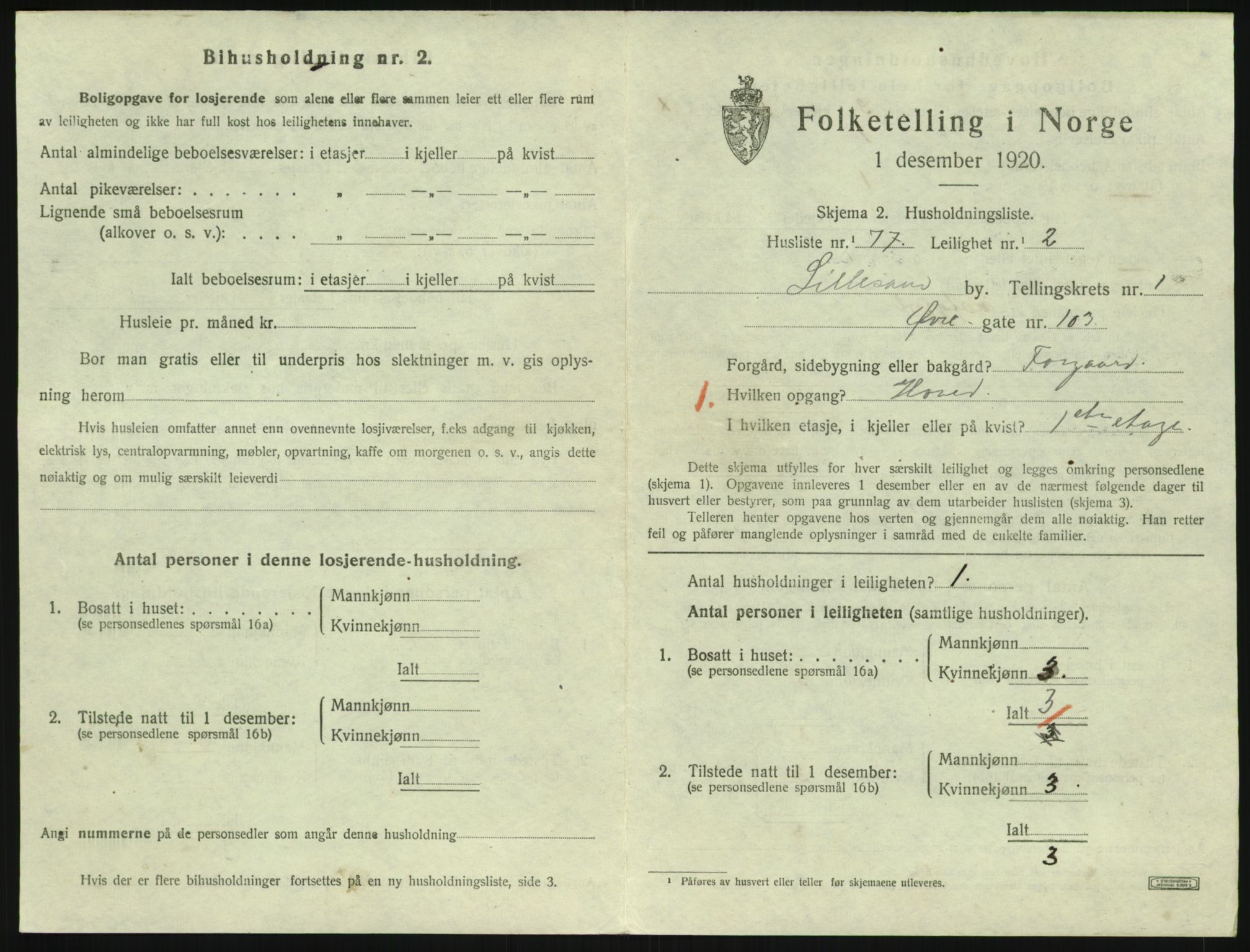 SAK, 1920 census for Lillesand, 1920, p. 703