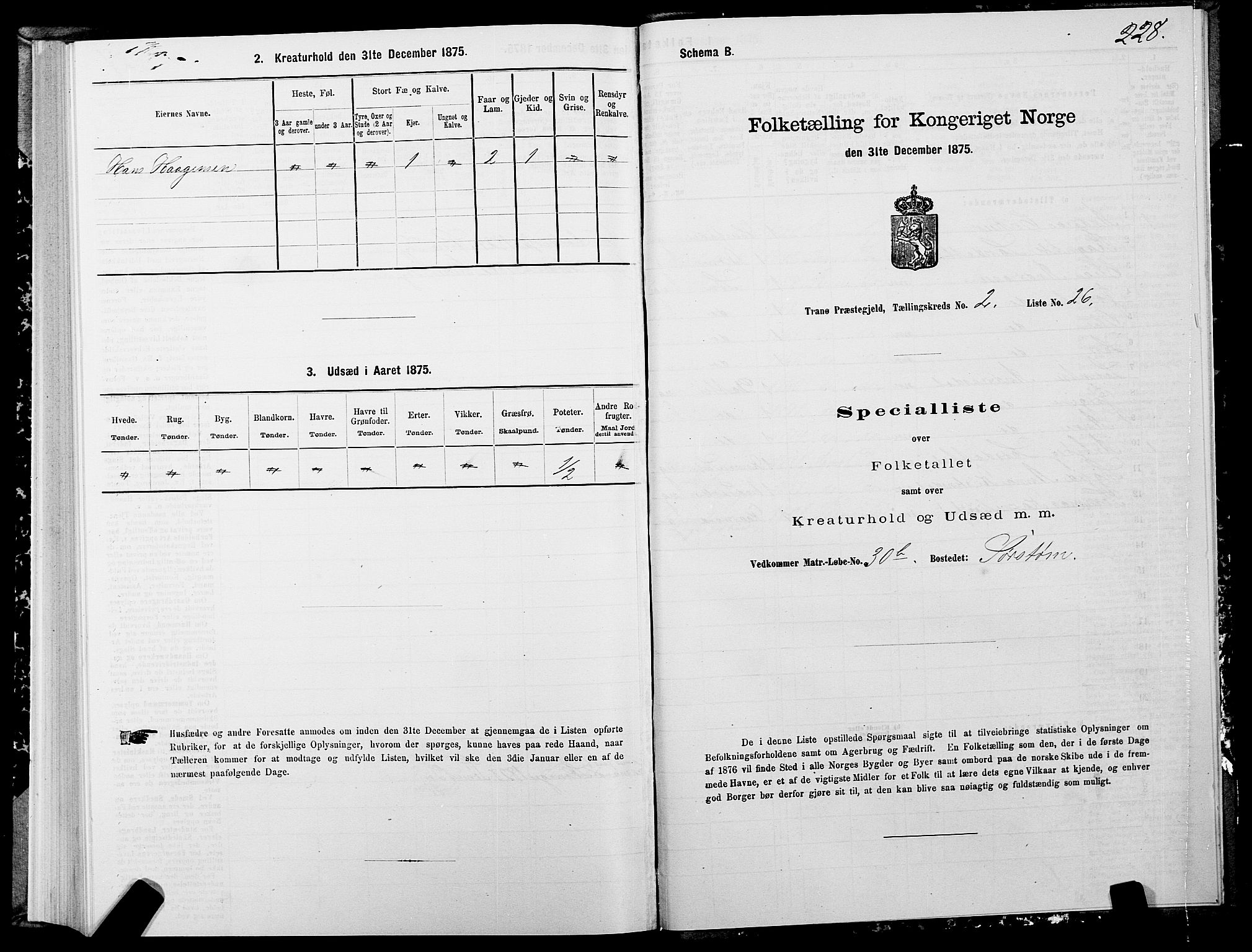 SATØ, 1875 census for 1927P Tranøy, 1875, p. 1228