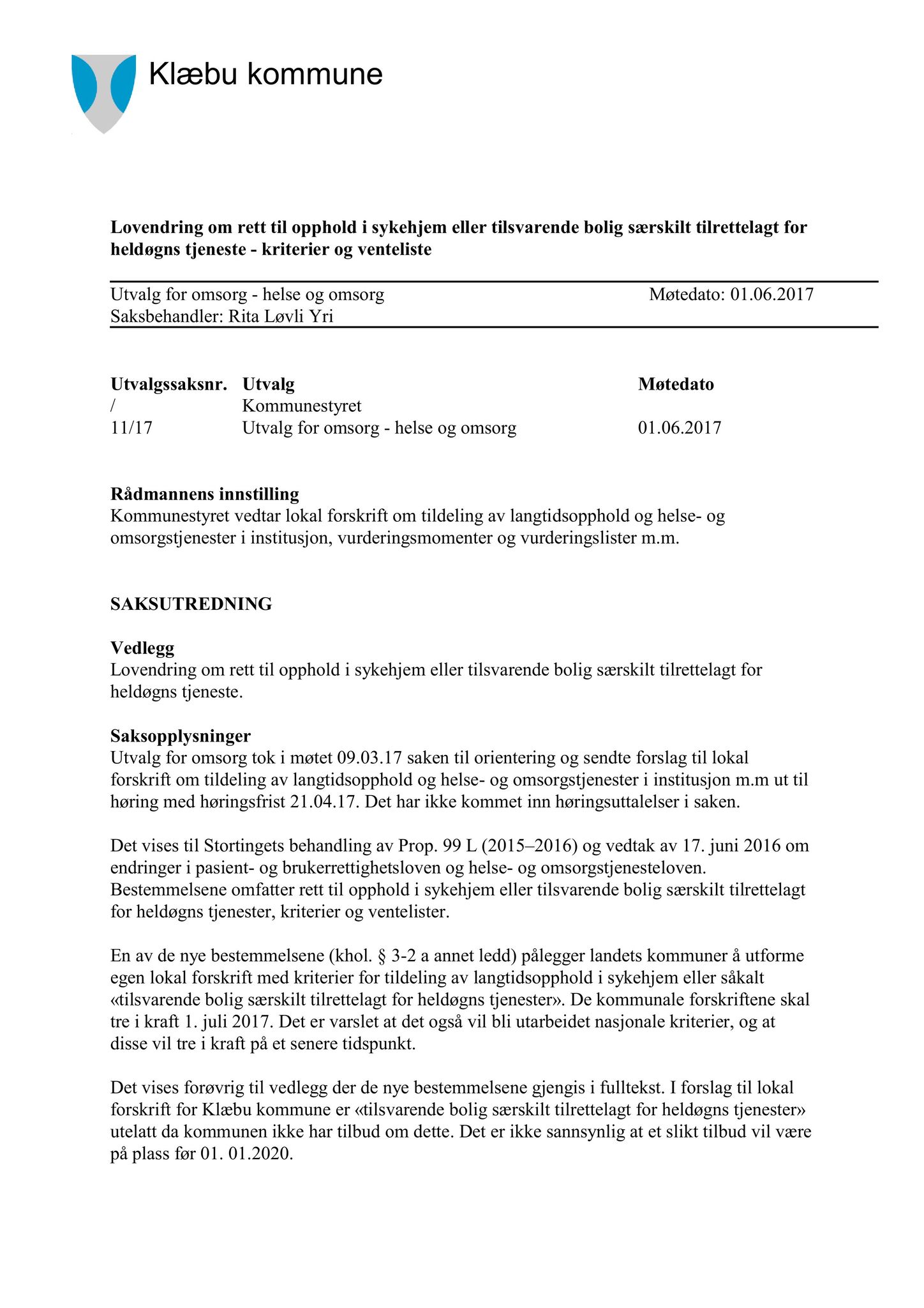 Klæbu Kommune, TRKO/KK/05-UOm/L008: Utvalg for omsorg - Møtedokumenter, 2017, p. 127