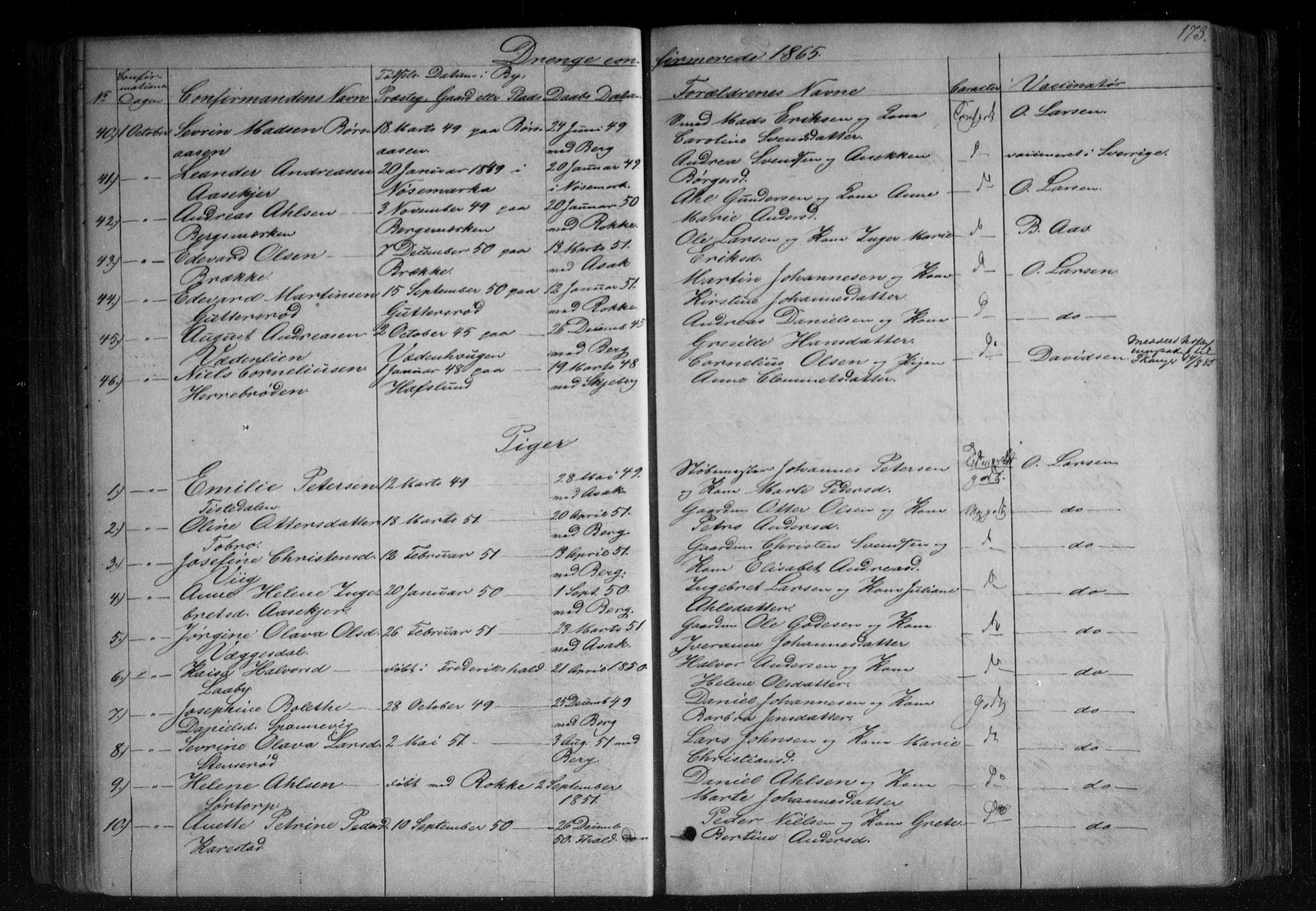 Berg prestekontor Kirkebøker, SAO/A-10902/F/Fa/L0005: Parish register (official) no. I 5, 1861-1877, p. 173