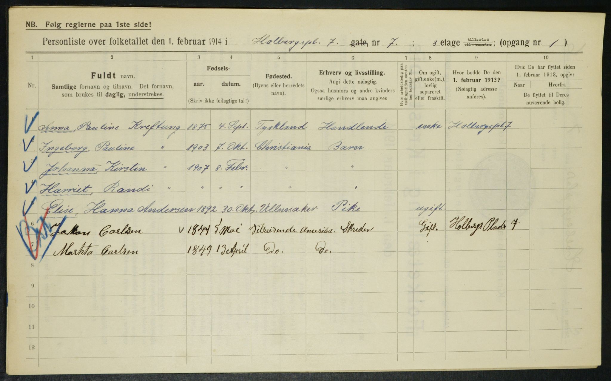 OBA, Municipal Census 1914 for Kristiania, 1914, p. 40676