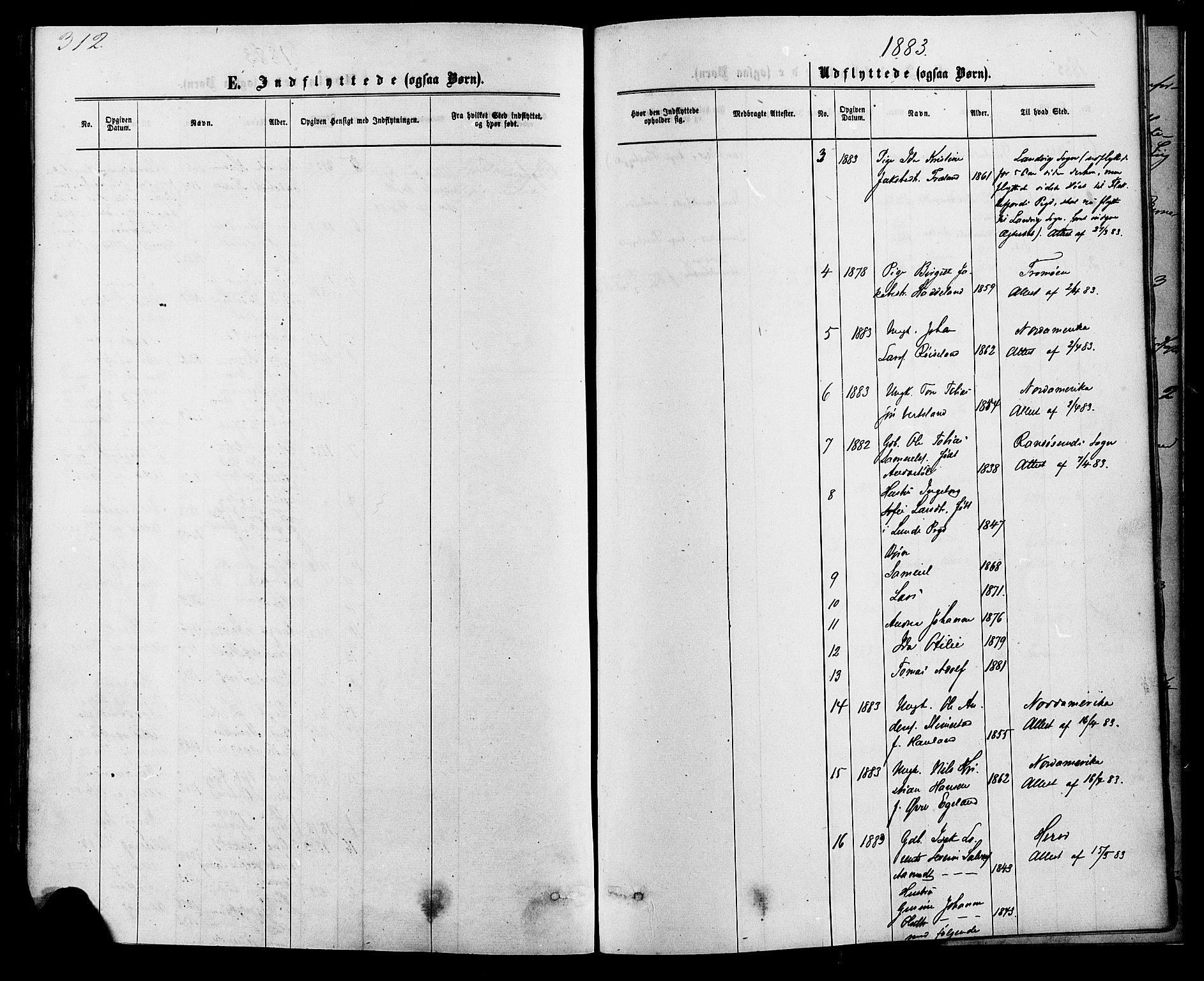 Kvinesdal sokneprestkontor, SAK/1111-0026/F/Fa/Fab/L0007: Parish register (official) no. A 7, 1870-1885, p. 312