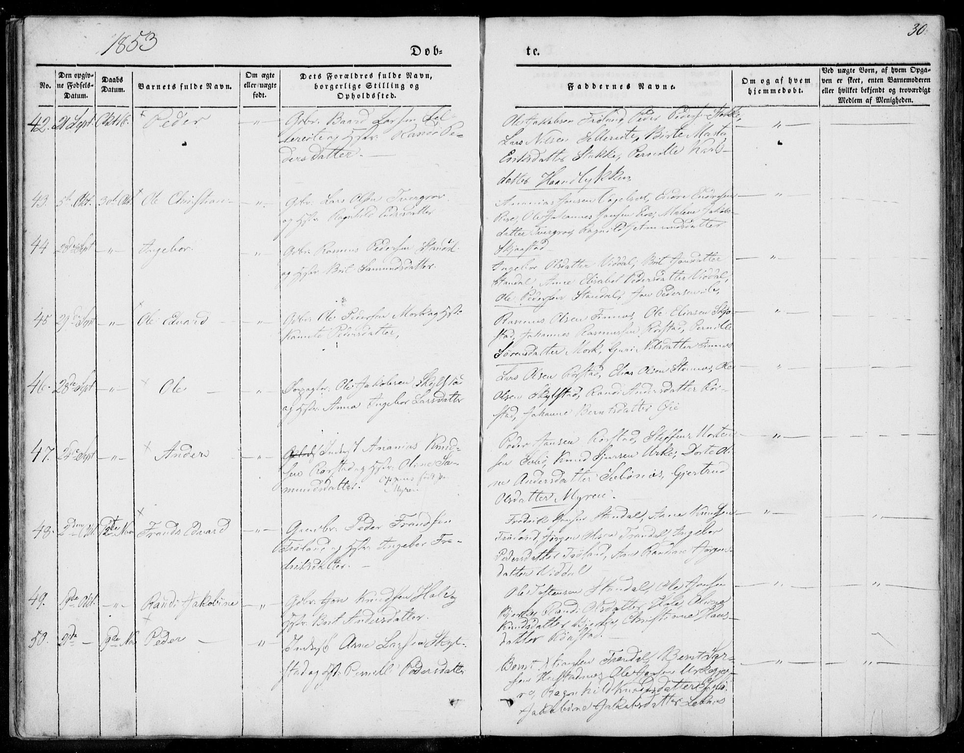 Ministerialprotokoller, klokkerbøker og fødselsregistre - Møre og Romsdal, AV/SAT-A-1454/515/L0209: Parish register (official) no. 515A05, 1847-1868, p. 30