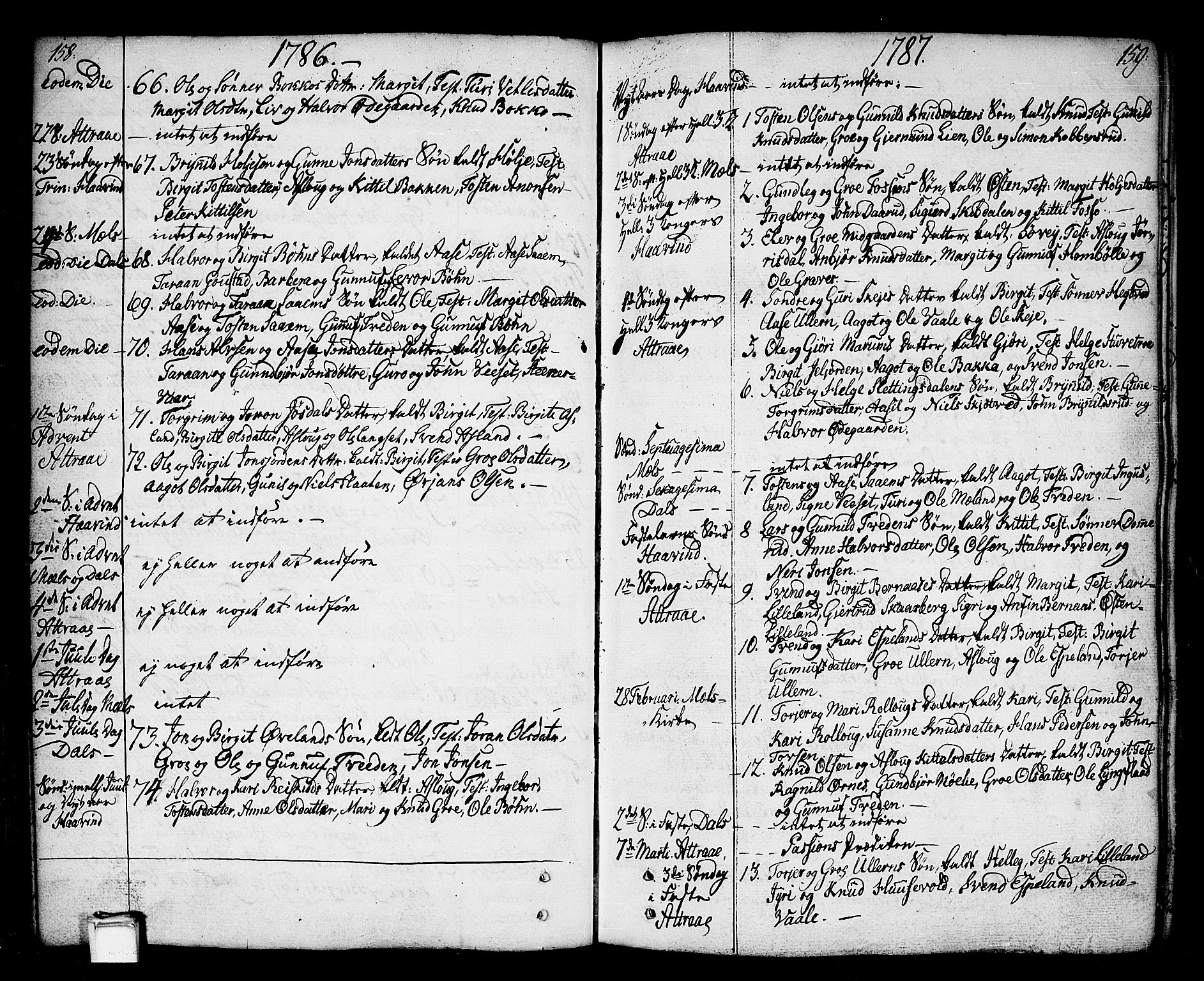 Tinn kirkebøker, SAKO/A-308/F/Fa/L0002: Parish register (official) no. I 2, 1757-1810, p. 158-159