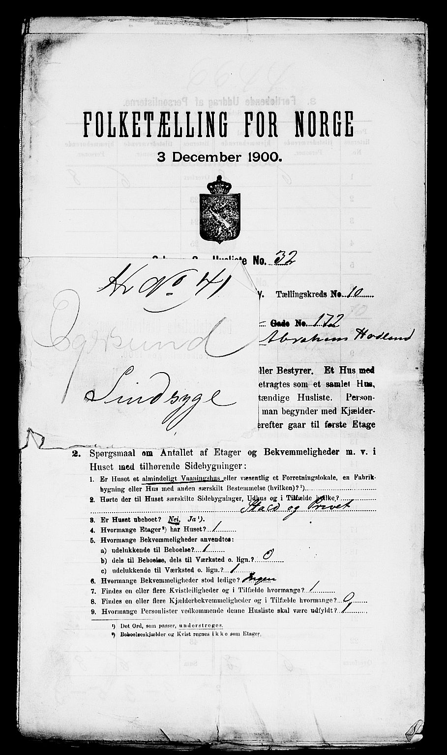 SAST, 1900 census for Egersund, 1900, p. 62