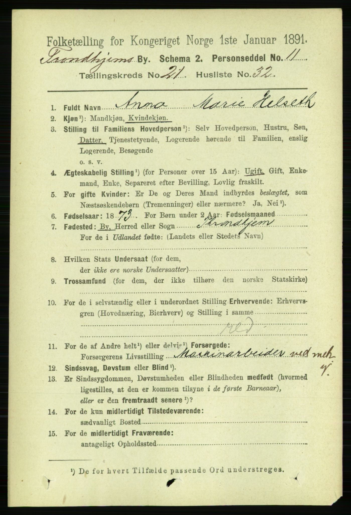 RA, 1891 census for 1601 Trondheim, 1891, p. 16409