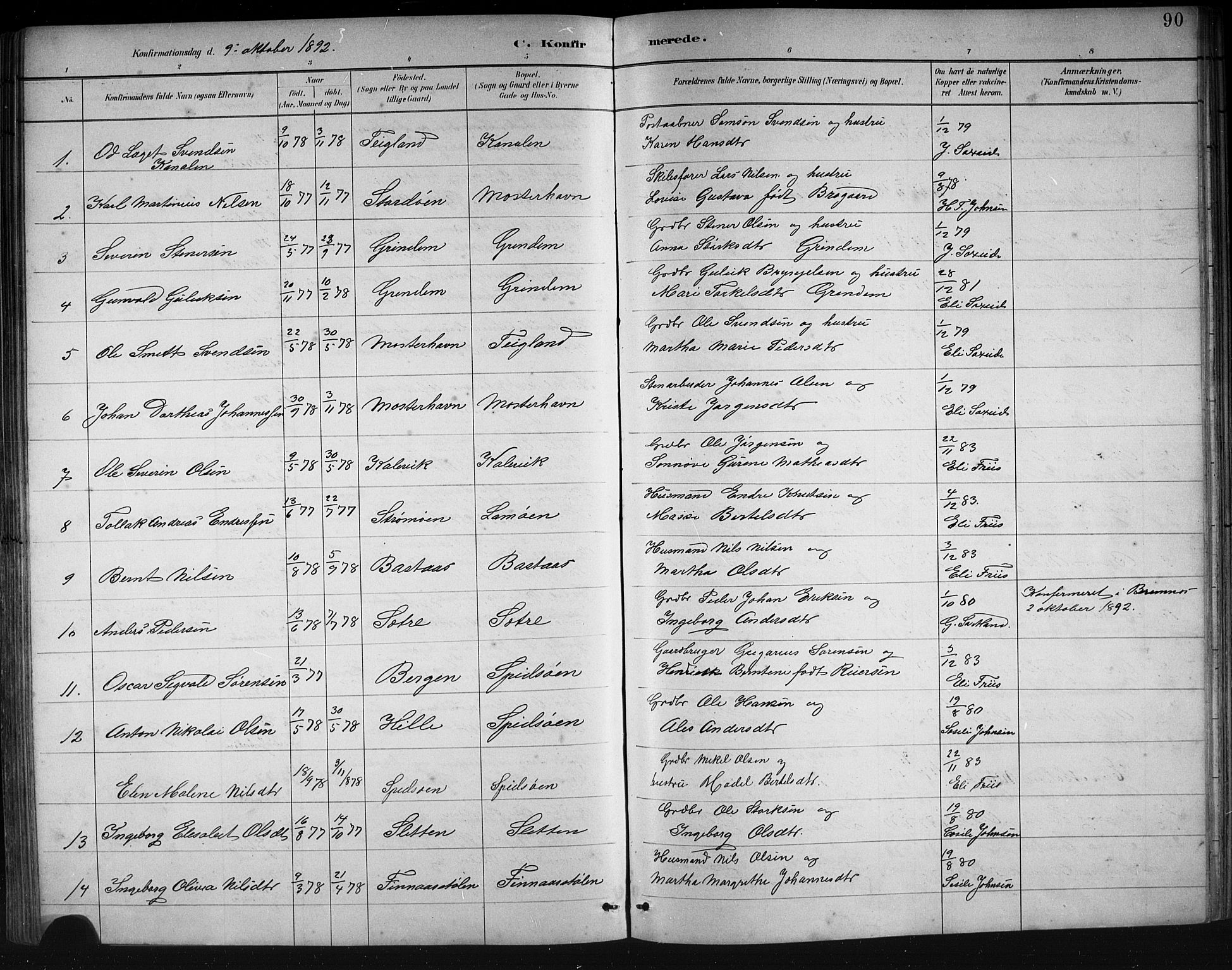 Finnås sokneprestembete, SAB/A-99925/H/Ha/Hab/Haba/L0003: Parish register (copy) no. A 3, 1883-1900, p. 90