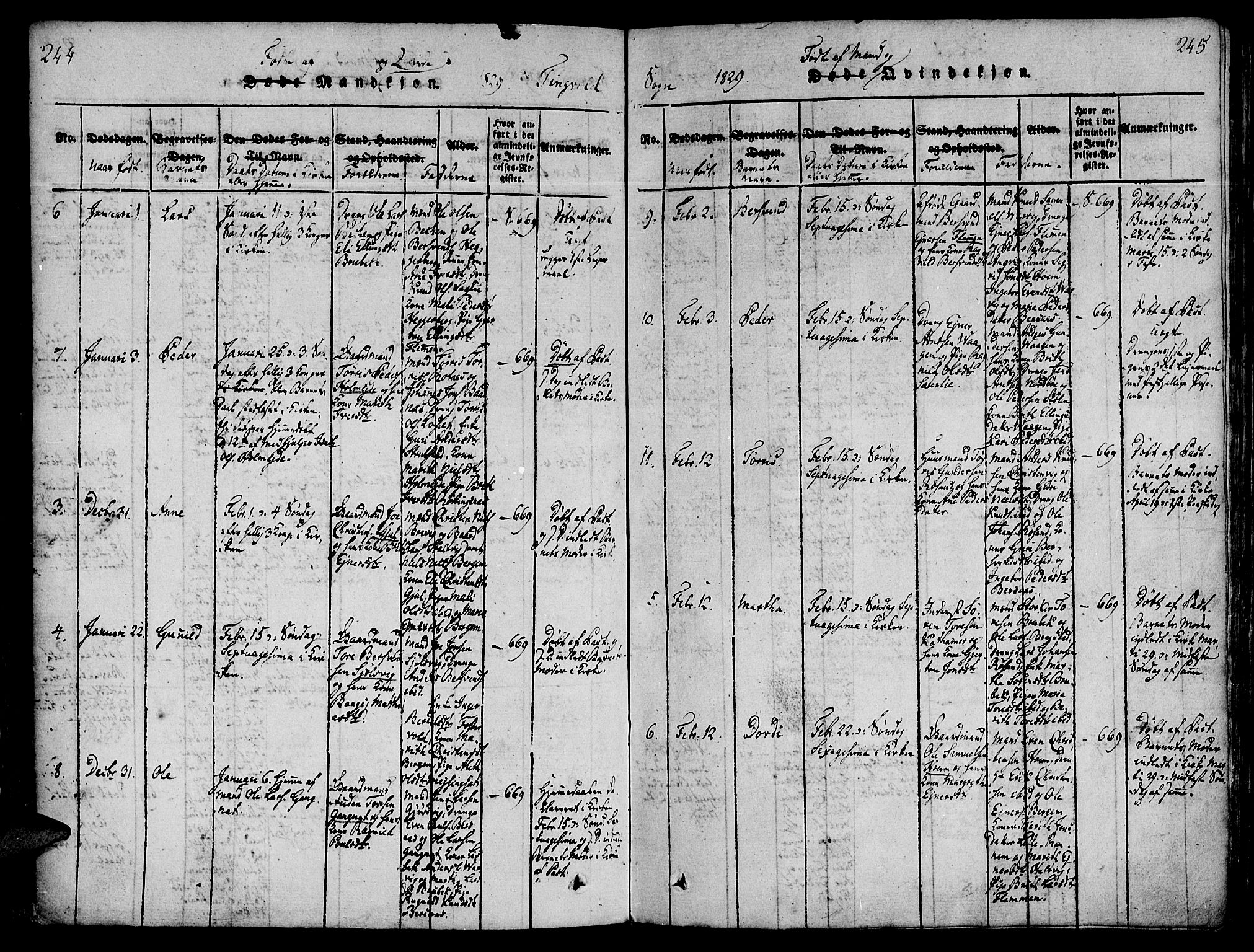 Ministerialprotokoller, klokkerbøker og fødselsregistre - Møre og Romsdal, SAT/A-1454/586/L0982: Parish register (official) no. 586A08, 1819-1829, p. 244-245