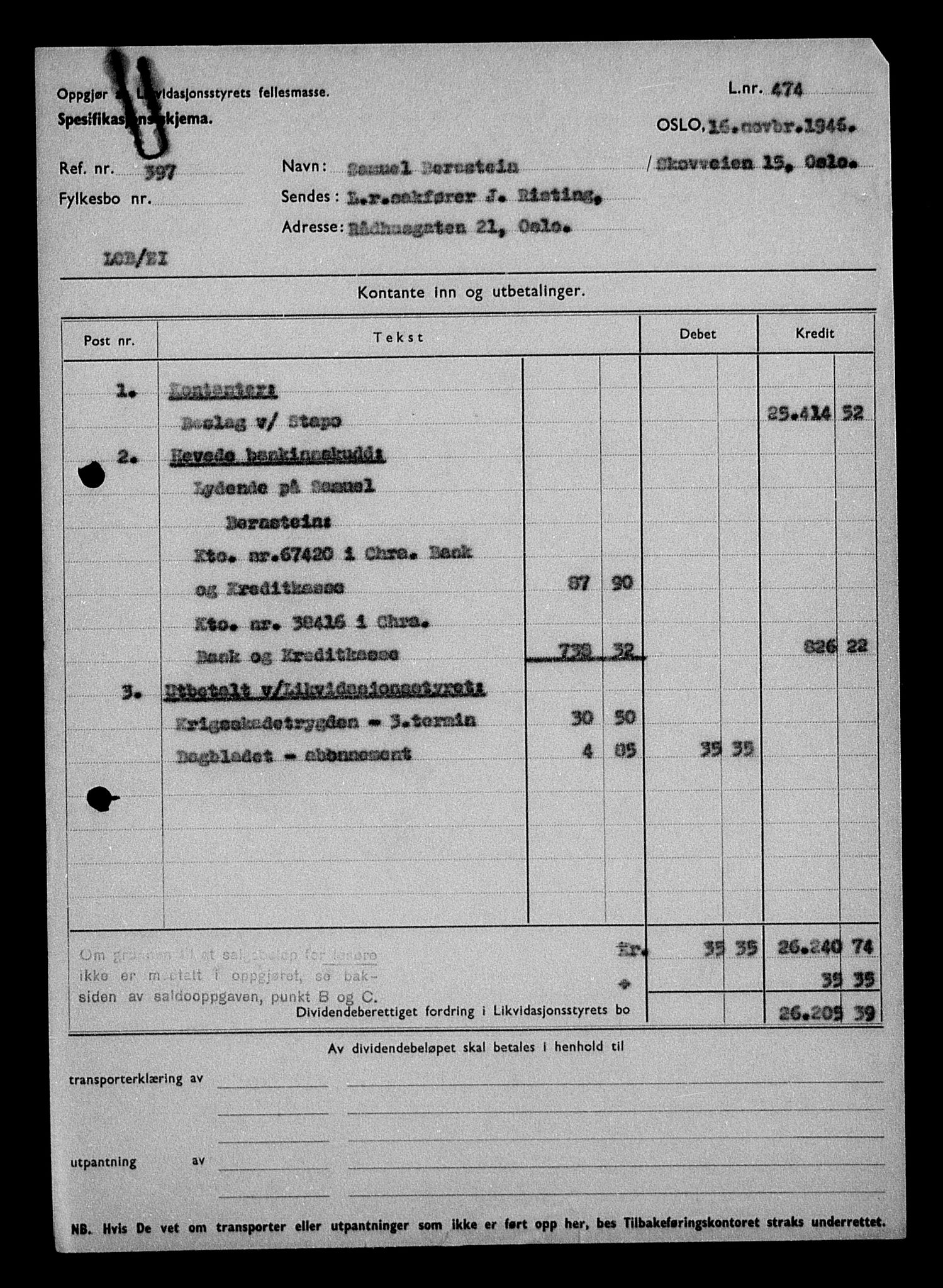 Justisdepartementet, Tilbakeføringskontoret for inndratte formuer, AV/RA-S-1564/H/Hc/Hcc/L0923: --, 1945-1947, p. 575