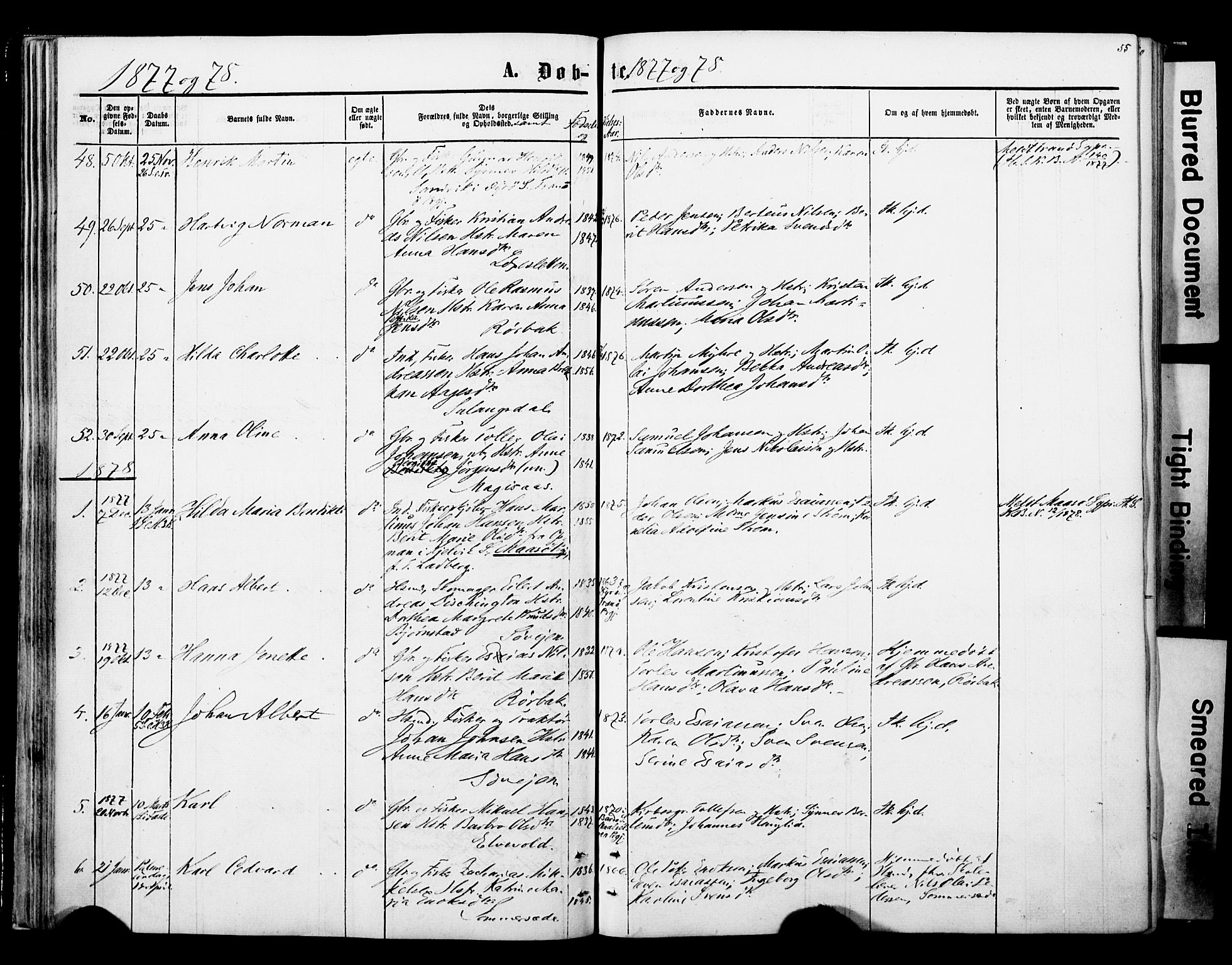 Ibestad sokneprestembete, SATØ/S-0077/H/Ha/Haa/L0013kirke: Parish register (official) no. 13, 1865-1879, p. 55