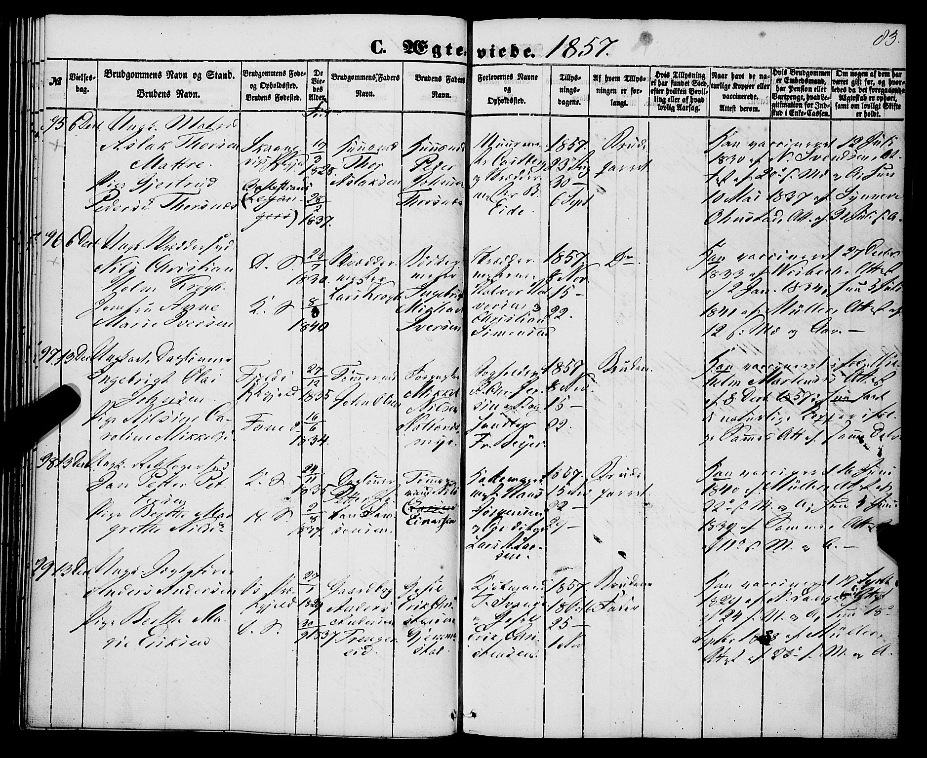 Korskirken sokneprestembete, AV/SAB-A-76101/H/Haa/L0035: Parish register (official) no. D 2, 1852-1867, p. 83