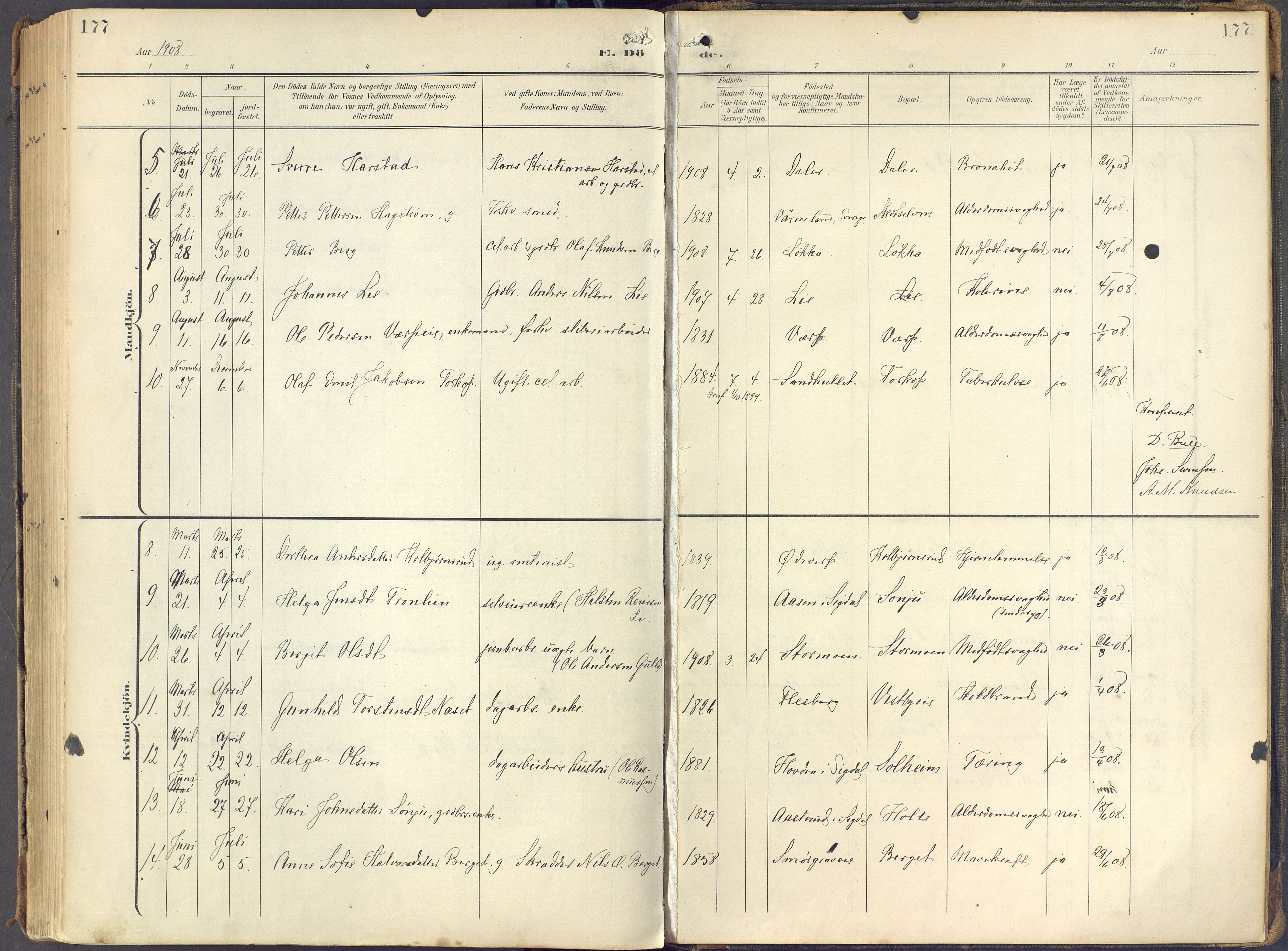 Eiker kirkebøker, SAKO/A-4/F/Fc/L0004: Parish register (official) no. III 4, 1900-1919, p. 177