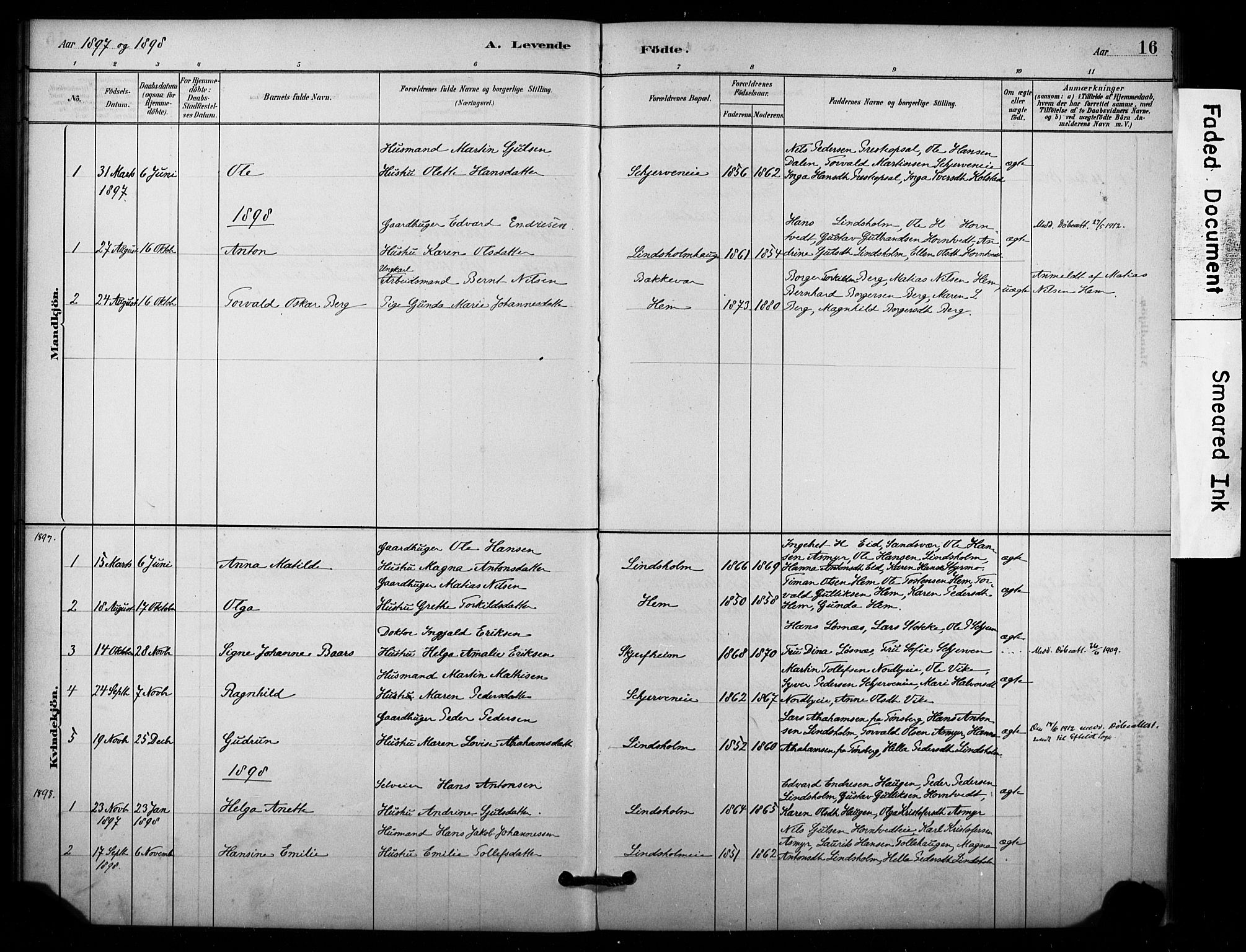 Lardal kirkebøker, AV/SAKO-A-350/F/Fc/L0001: Parish register (official) no. III 1, 1881-1906, p. 16