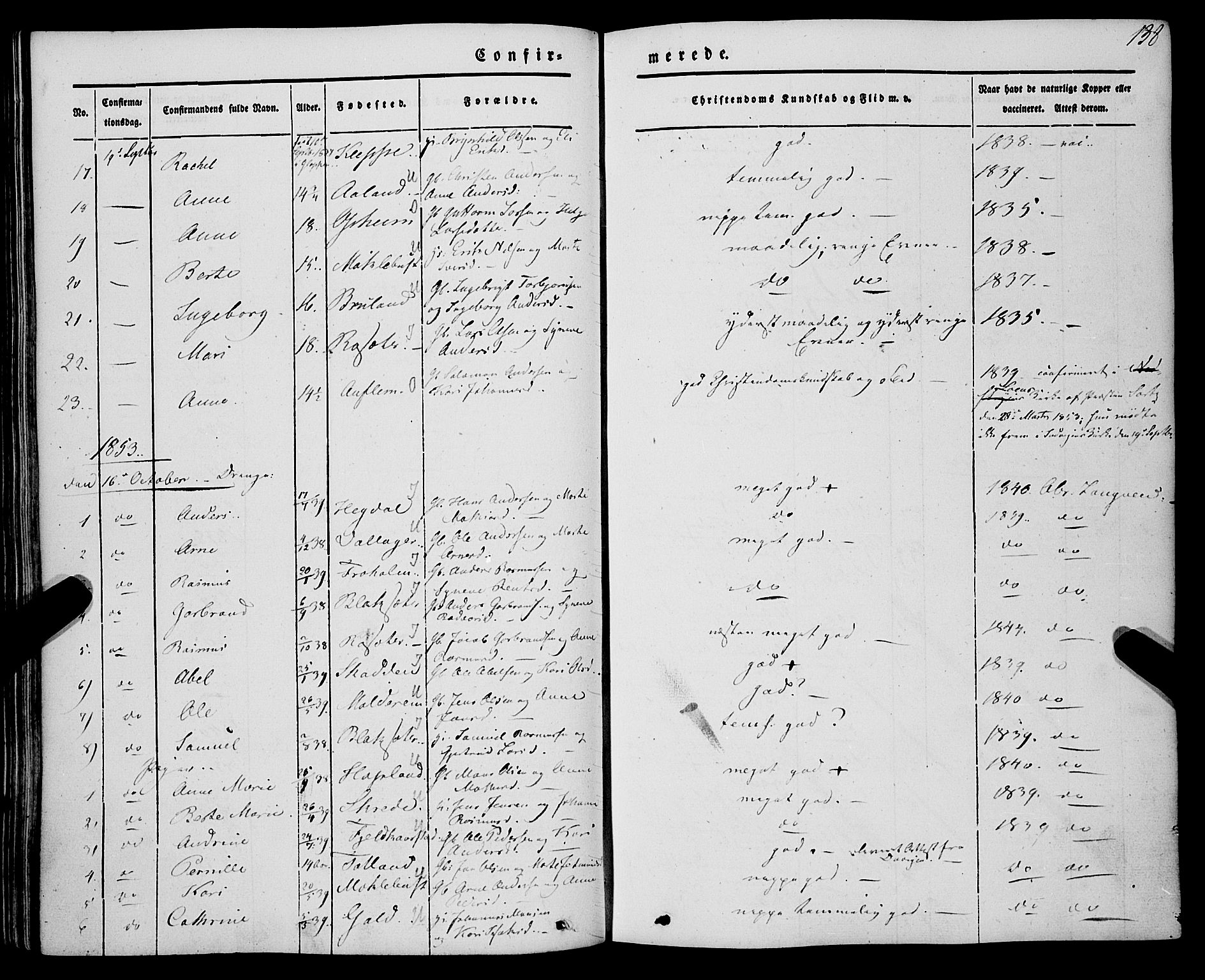 Innvik sokneprestembete, AV/SAB-A-80501: Parish register (official) no. A 5, 1847-1865, p. 138