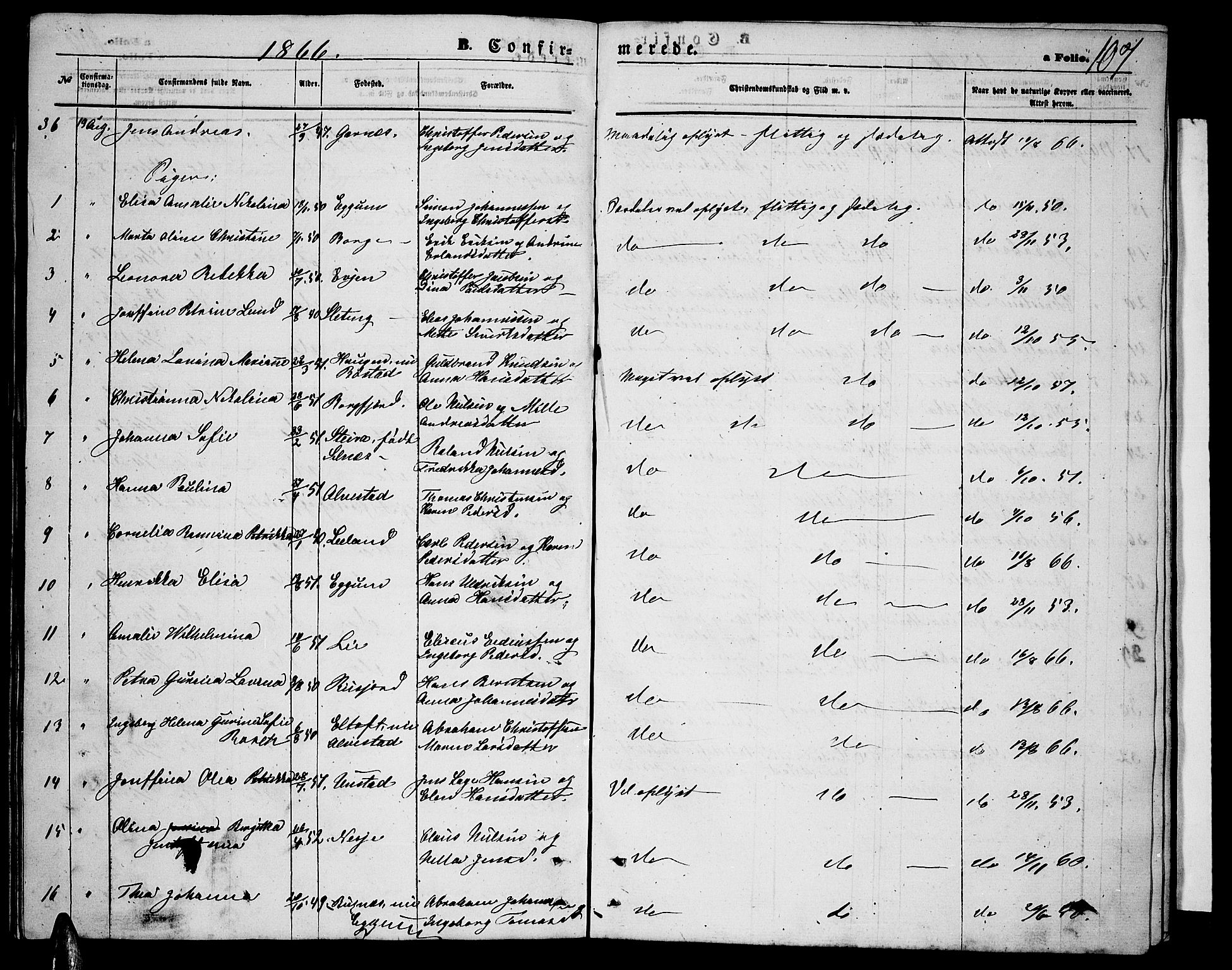 Ministerialprotokoller, klokkerbøker og fødselsregistre - Nordland, AV/SAT-A-1459/880/L1140: Parish register (copy) no. 880C02, 1861-1875, p. 107