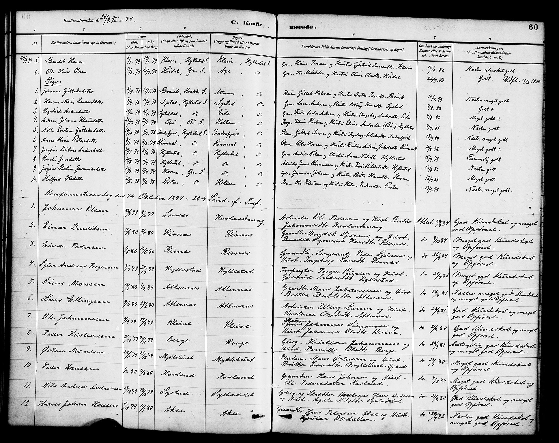 Hyllestad sokneprestembete, SAB/A-80401: Parish register (official) no. B 1, 1886-1904, p. 60