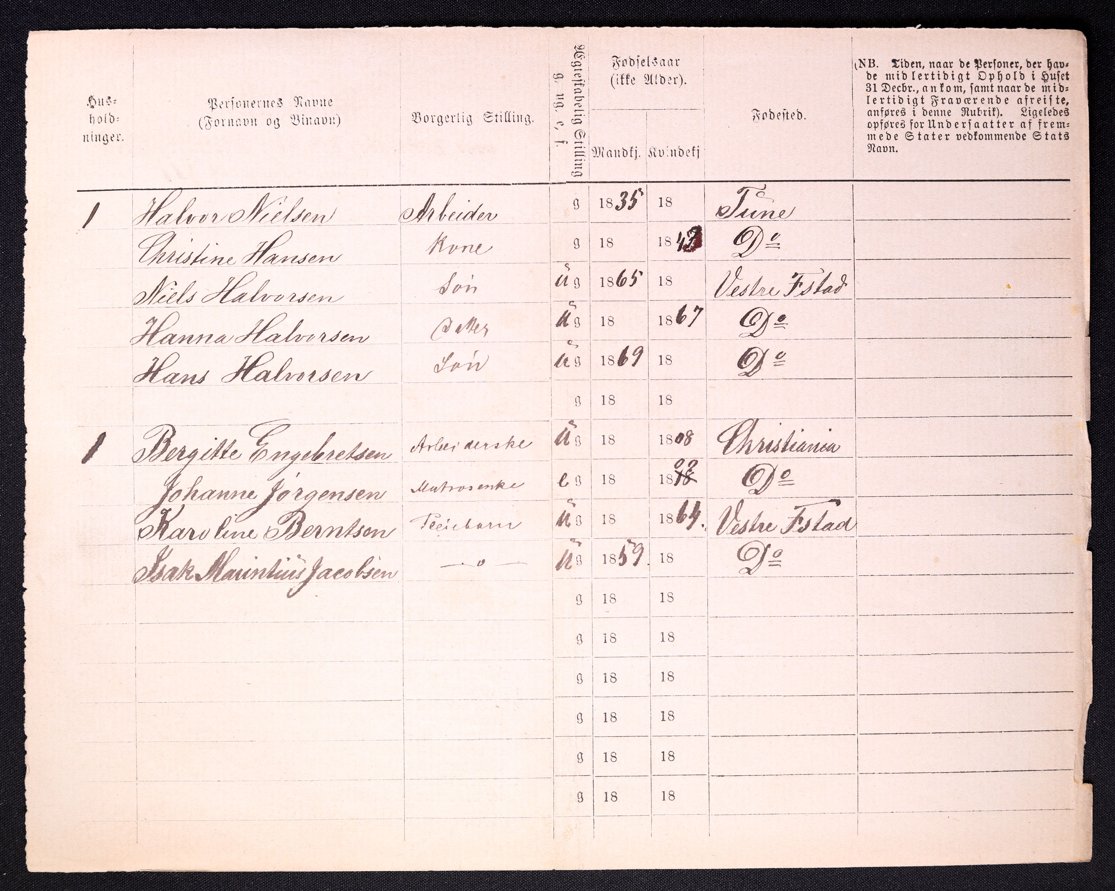 RA, 1870 census for 0103 Fredrikstad, 1870, p. 1494