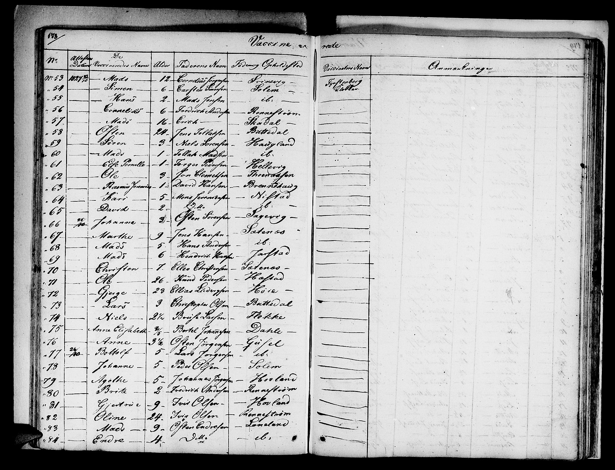 Fjaler sokneprestembete, AV/SAB-A-79801/H/Haa/Haaa/L0005: Parish register (official) no. A 5, 1821-1835, p. 178