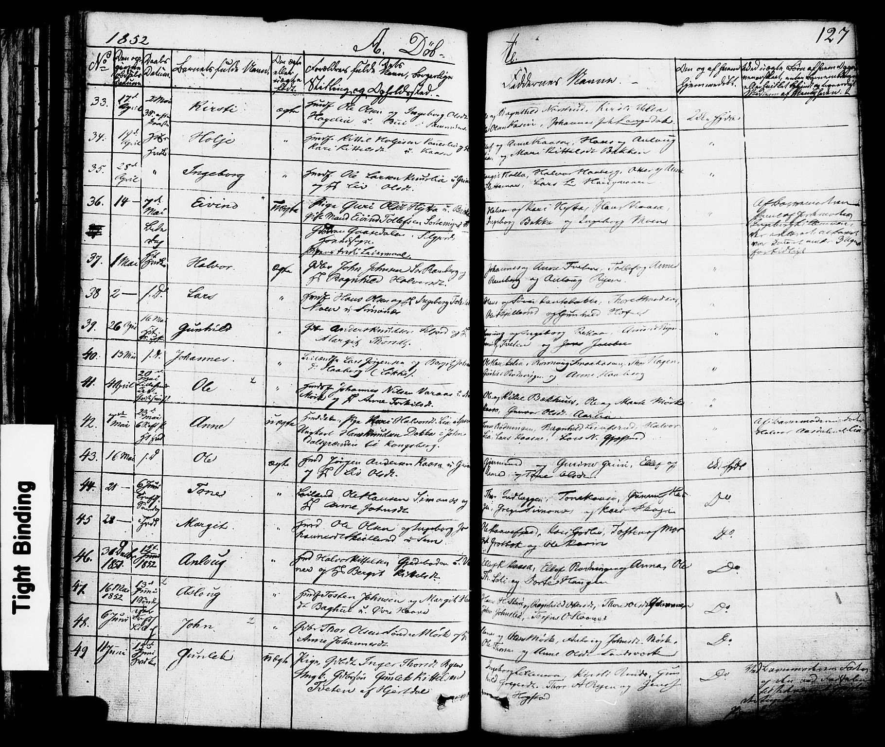 Heddal kirkebøker, AV/SAKO-A-268/F/Fa/L0006: Parish register (official) no. I 6, 1837-1854, p. 127