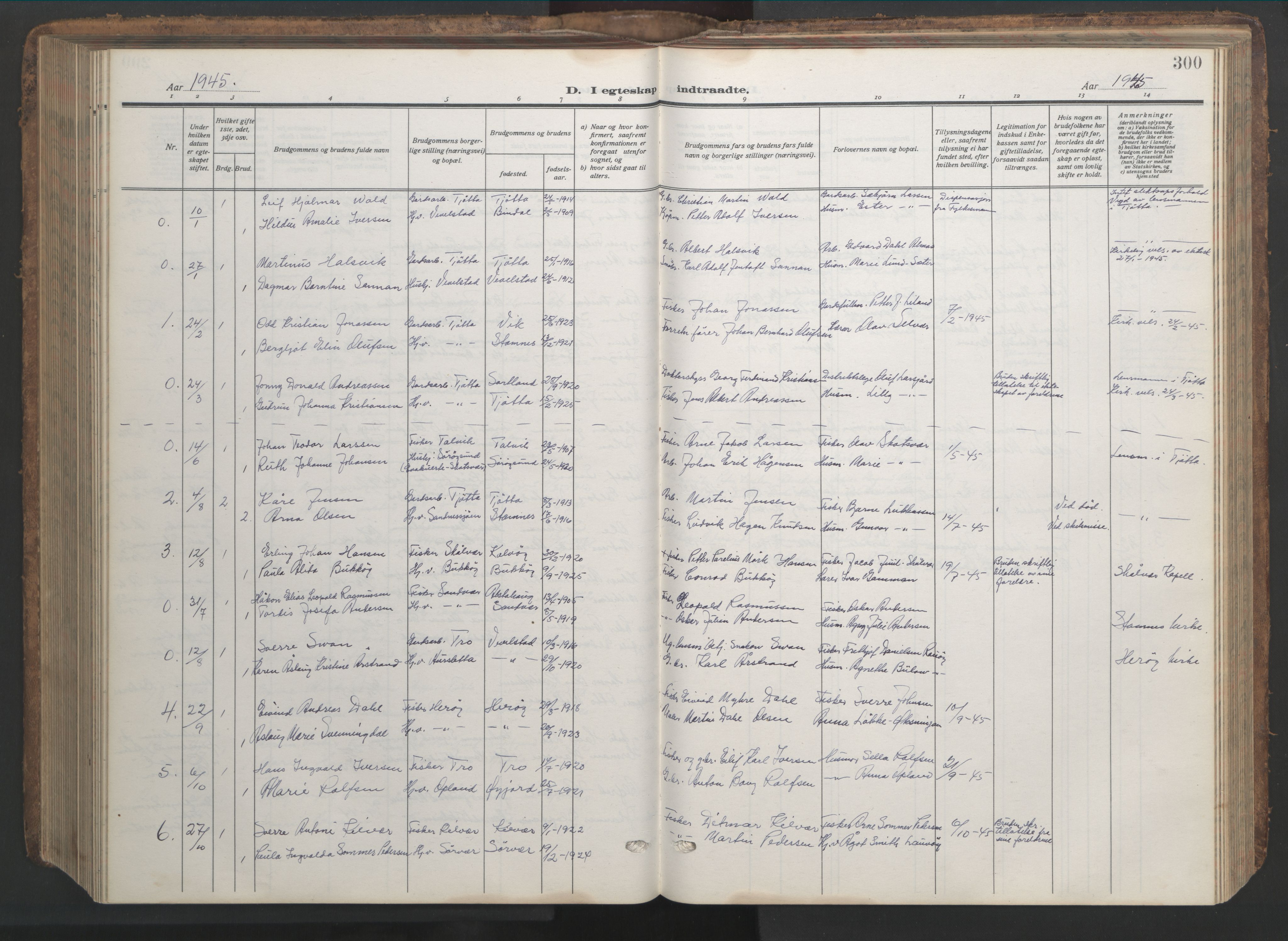 Ministerialprotokoller, klokkerbøker og fødselsregistre - Nordland, AV/SAT-A-1459/817/L0269: Parish register (copy) no. 817C04, 1921-1949, p. 300