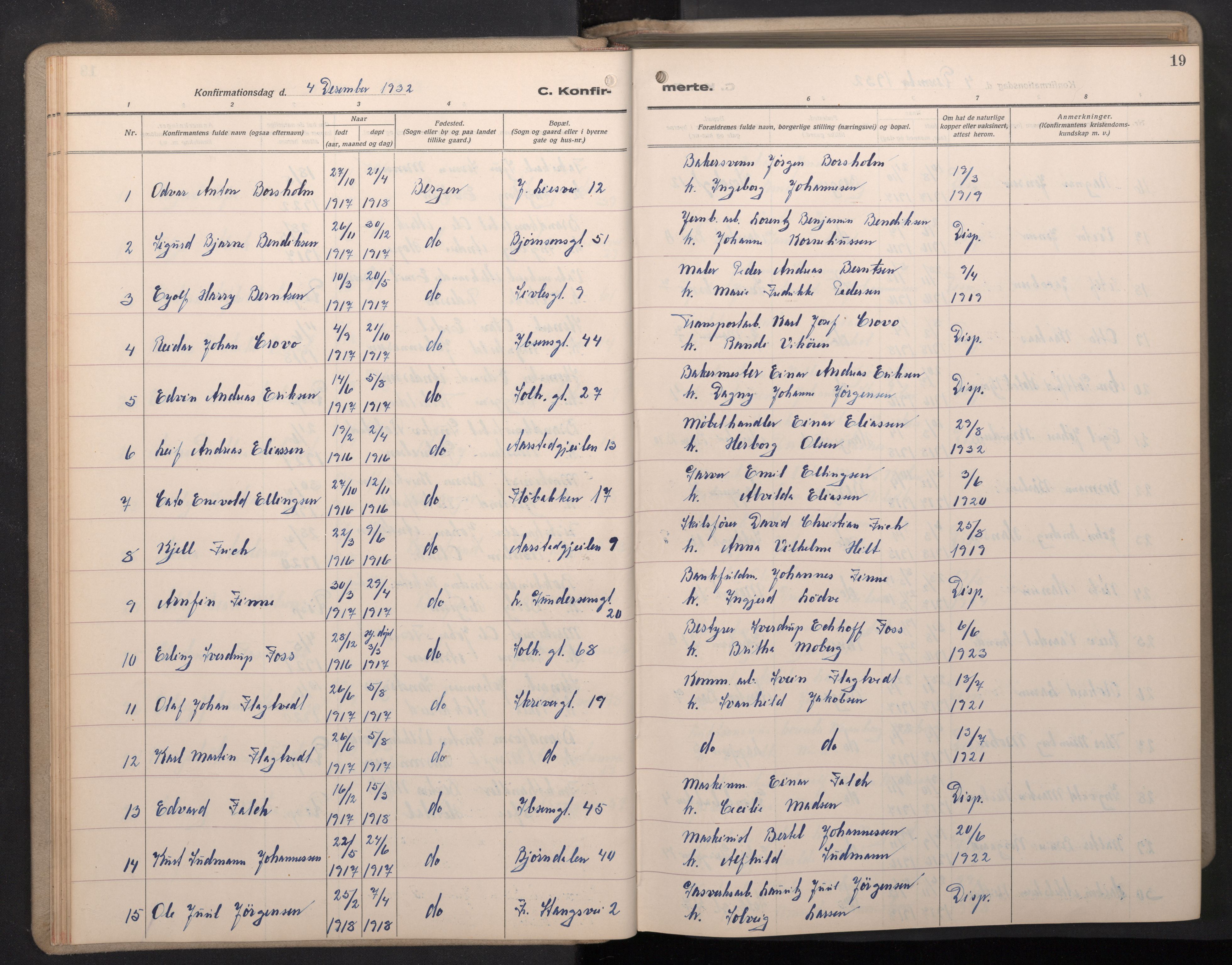 Årstad Sokneprestembete, AV/SAB-A-79301/H/Hab/L0015: Parish register (copy) no. B 5, 1932-1945, p. 18b-19a