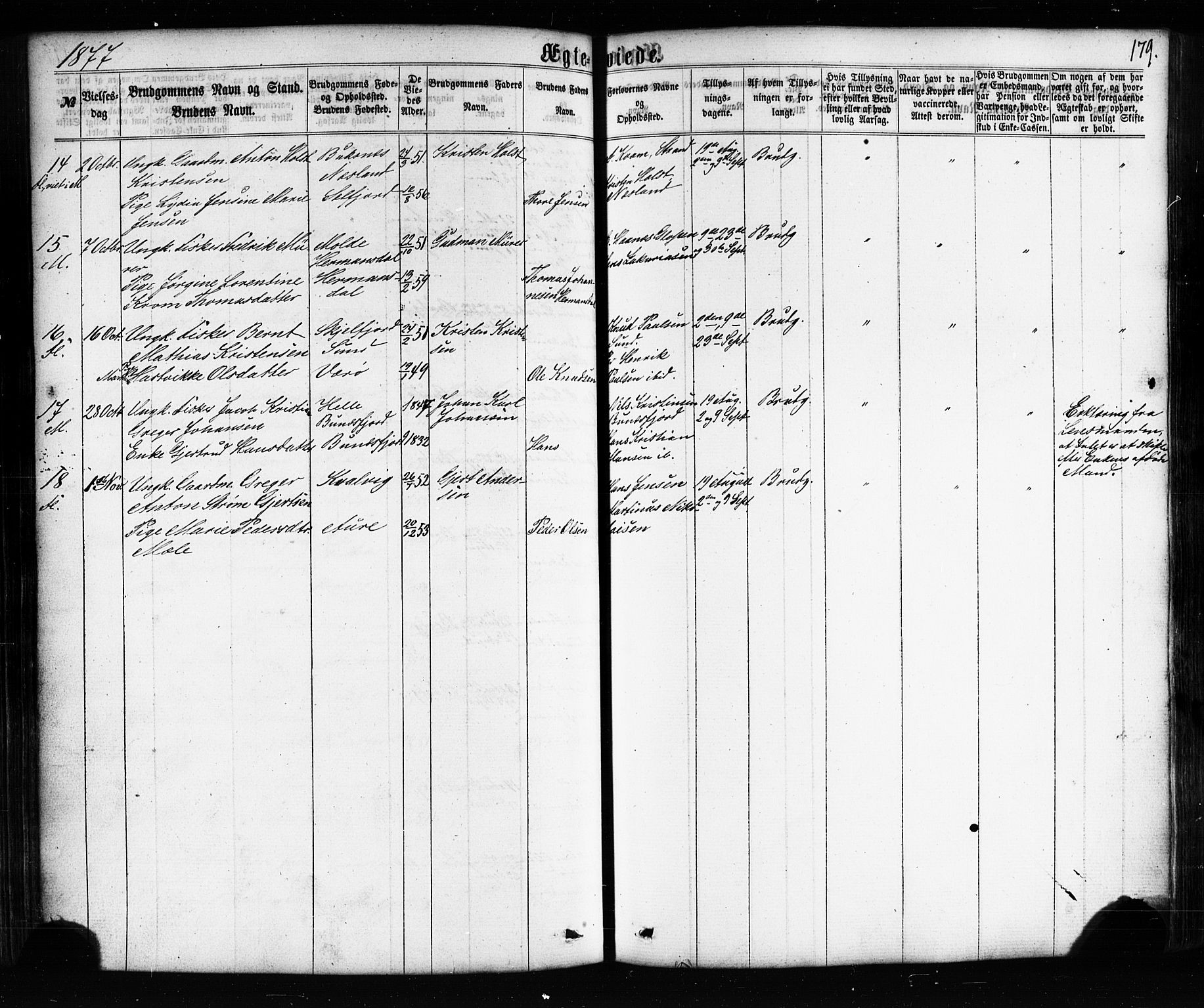 Ministerialprotokoller, klokkerbøker og fødselsregistre - Nordland, AV/SAT-A-1459/885/L1203: Parish register (official) no. 885A04, 1859-1877, p. 179
