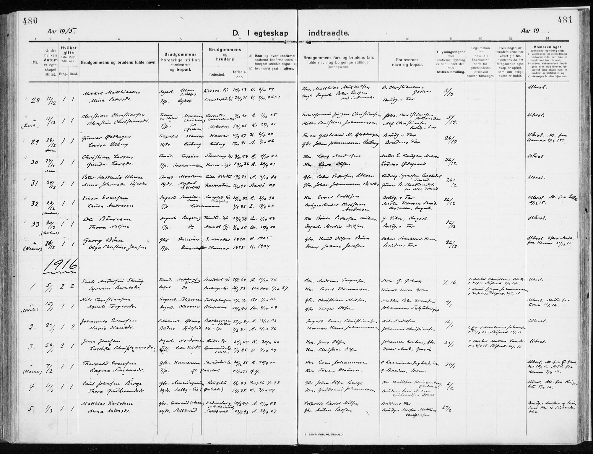 Ringsaker prestekontor, SAH/PREST-014/K/Ka/L0020: Parish register (official) no. 20, 1913-1922, p. 480-481