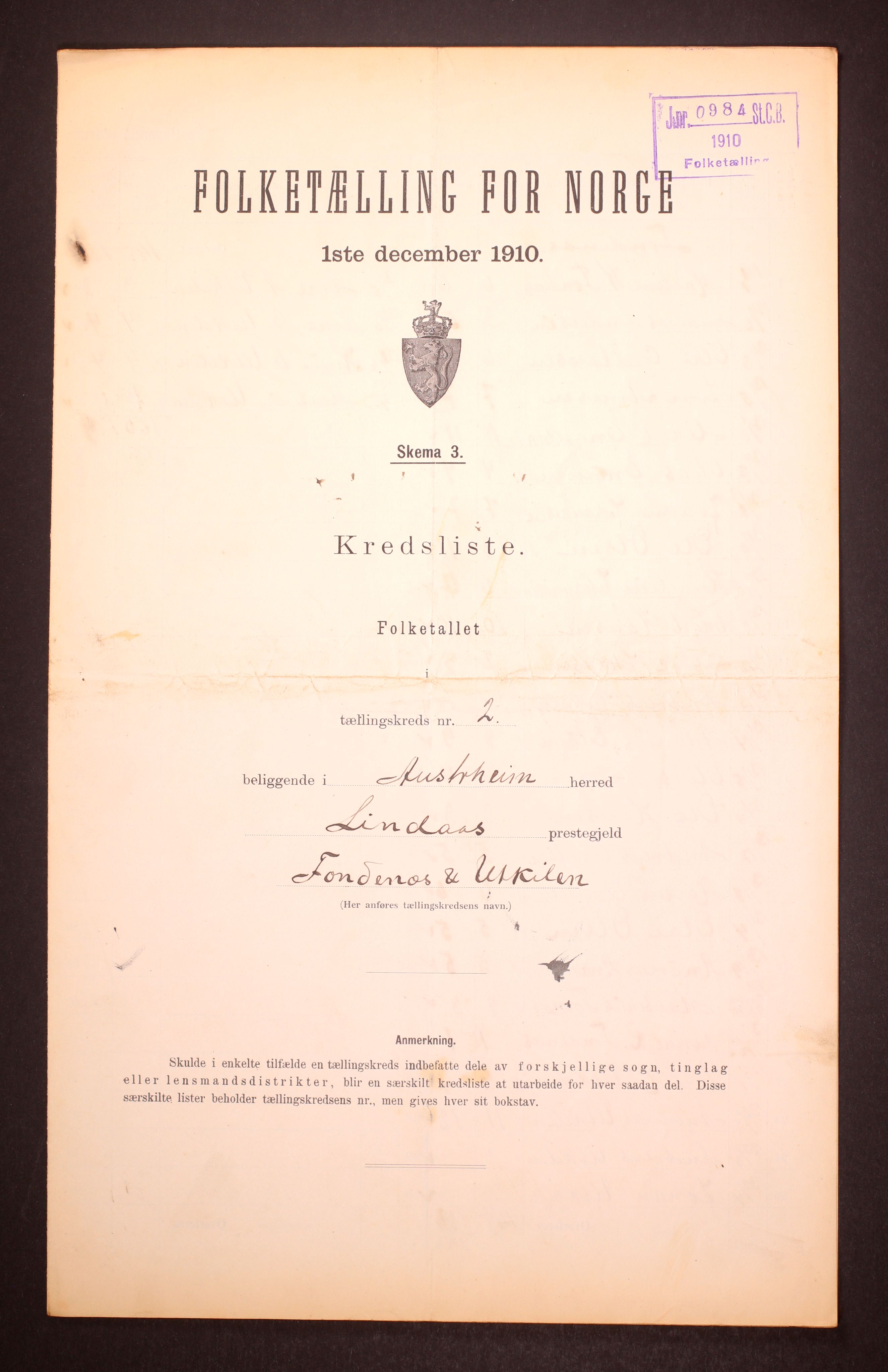 RA, 1910 census for Austrheim, 1910, p. 7