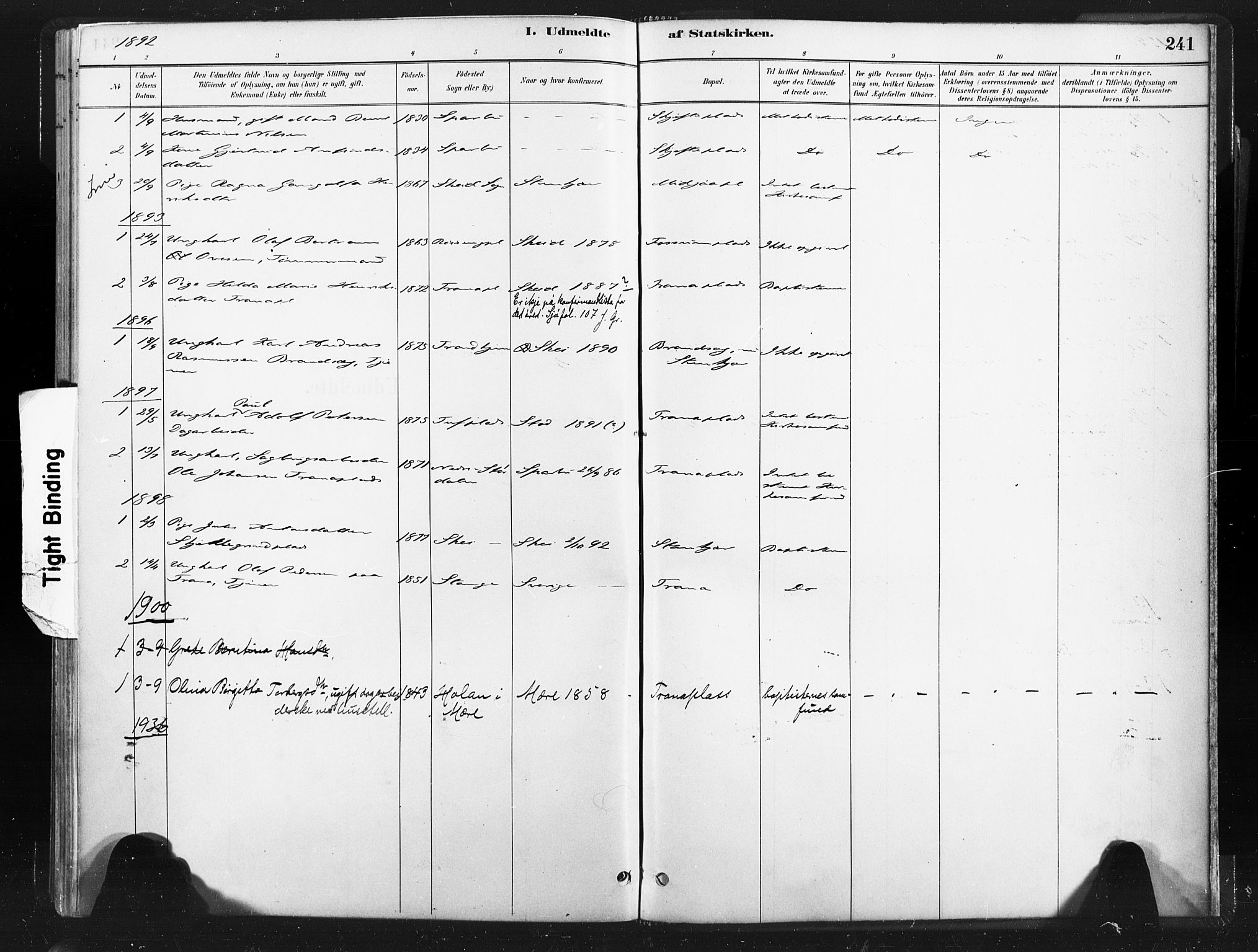 Ministerialprotokoller, klokkerbøker og fødselsregistre - Nord-Trøndelag, SAT/A-1458/736/L0361: Parish register (official) no. 736A01, 1884-1906, p. 241