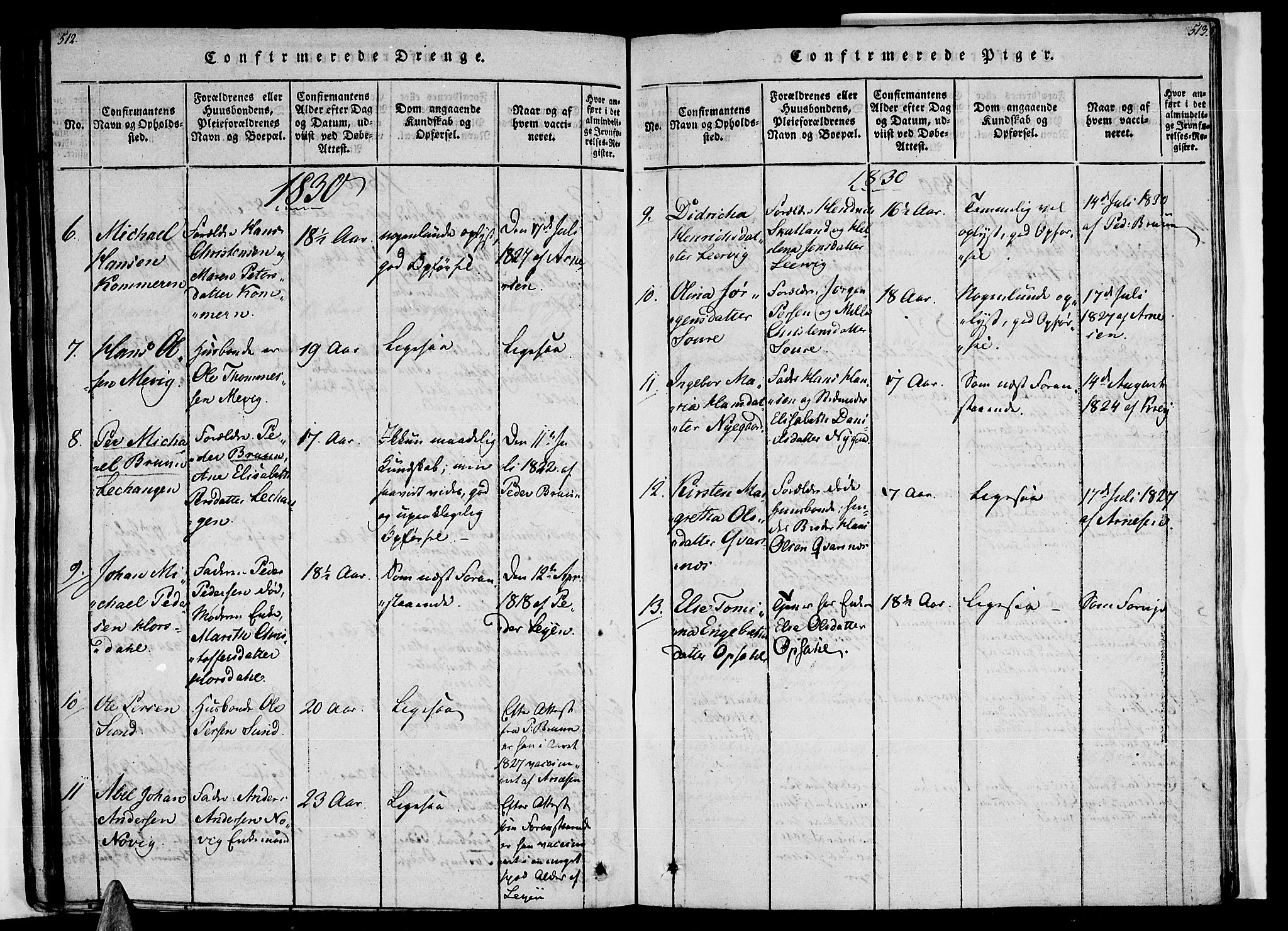 Ministerialprotokoller, klokkerbøker og fødselsregistre - Nordland, AV/SAT-A-1459/805/L0105: Parish register (copy) no. 805C01, 1820-1839, p. 512-513