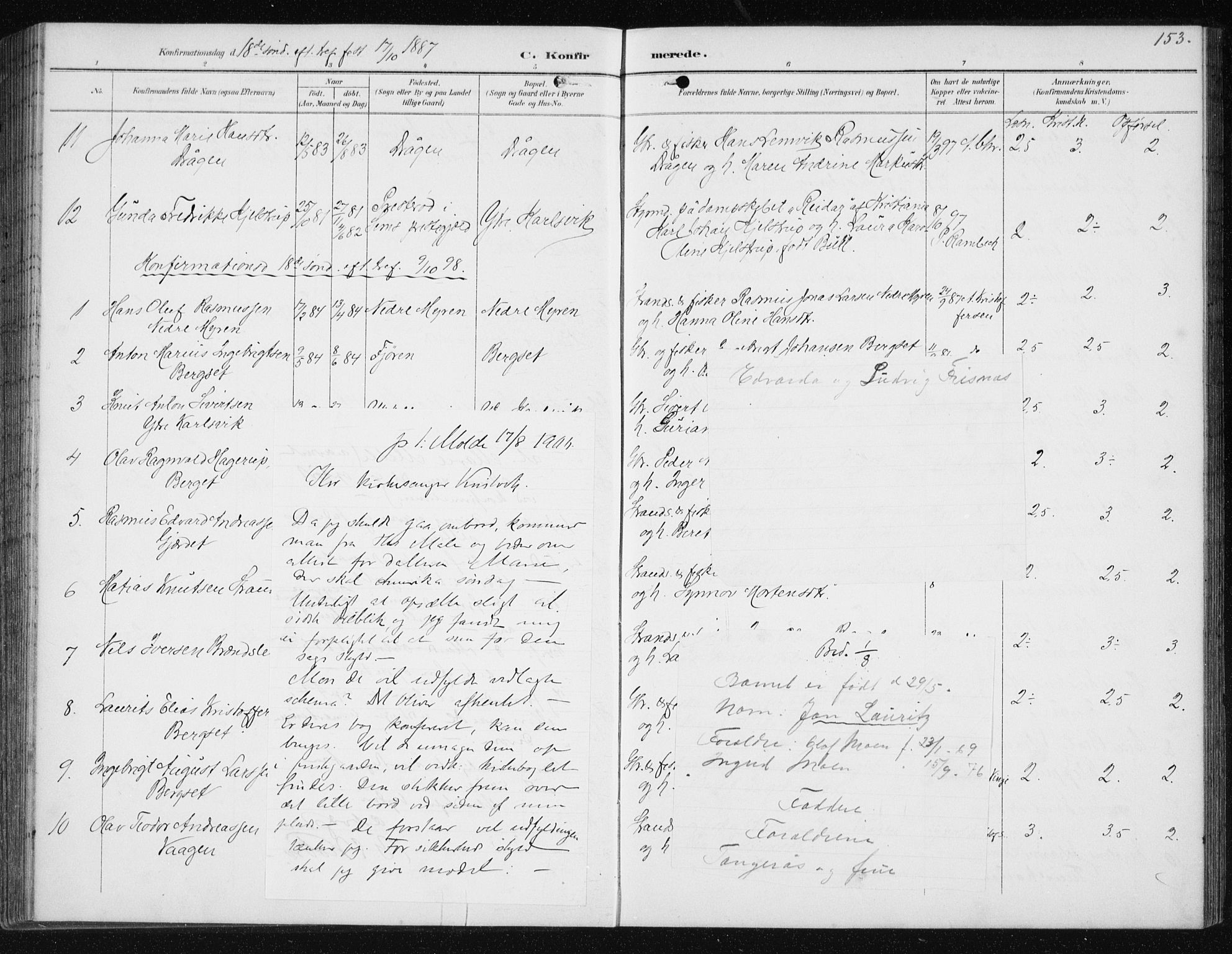 Ministerialprotokoller, klokkerbøker og fødselsregistre - Møre og Romsdal, AV/SAT-A-1454/566/L0773: Parish register (copy) no. 566C02, 1892-1909, p. 153