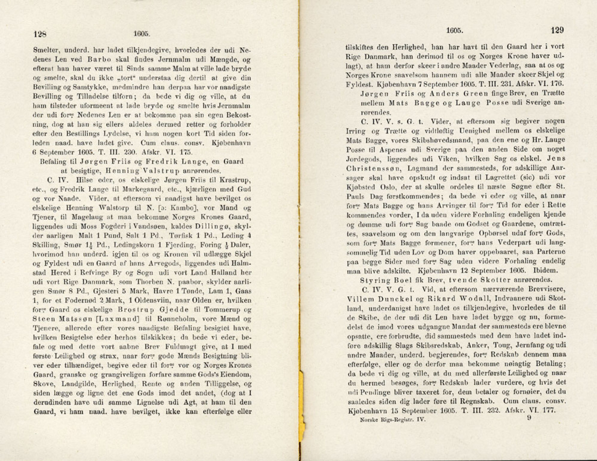 Publikasjoner utgitt av Det Norske Historiske Kildeskriftfond, PUBL/-/-/-: Norske Rigs-Registranter, bind 4, 1603-1618, p. 128-129