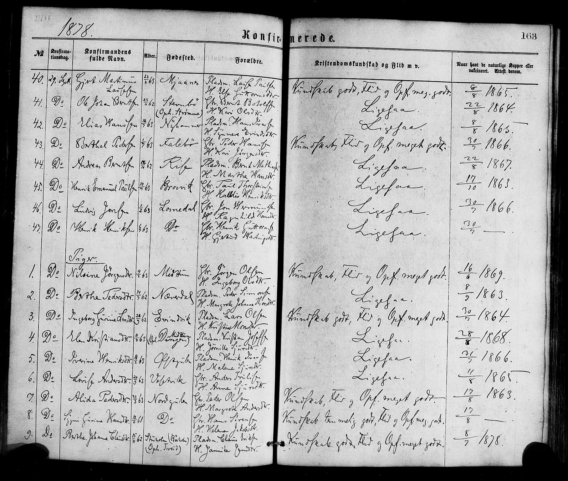 Gulen sokneprestembete, SAB/A-80201/H/Haa/Haaa/L0023: Parish register (official) no. A 23, 1870-1880, p. 163