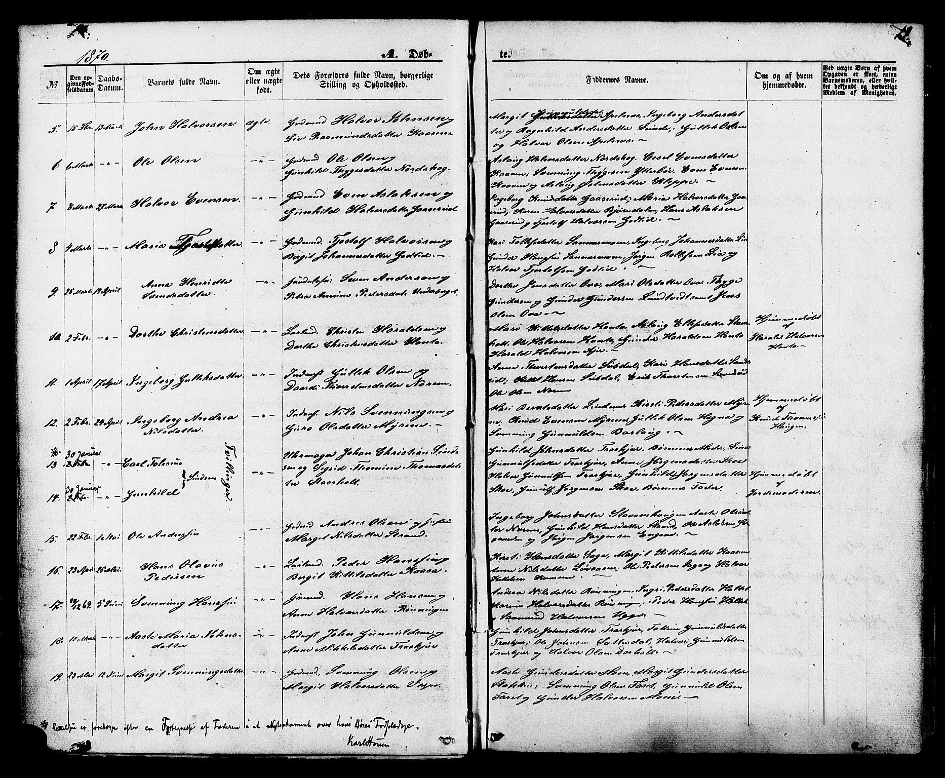 Lunde kirkebøker, SAKO/A-282/F/Fa/L0001: Parish register (official) no. I 1, 1866-1883, p. 13
