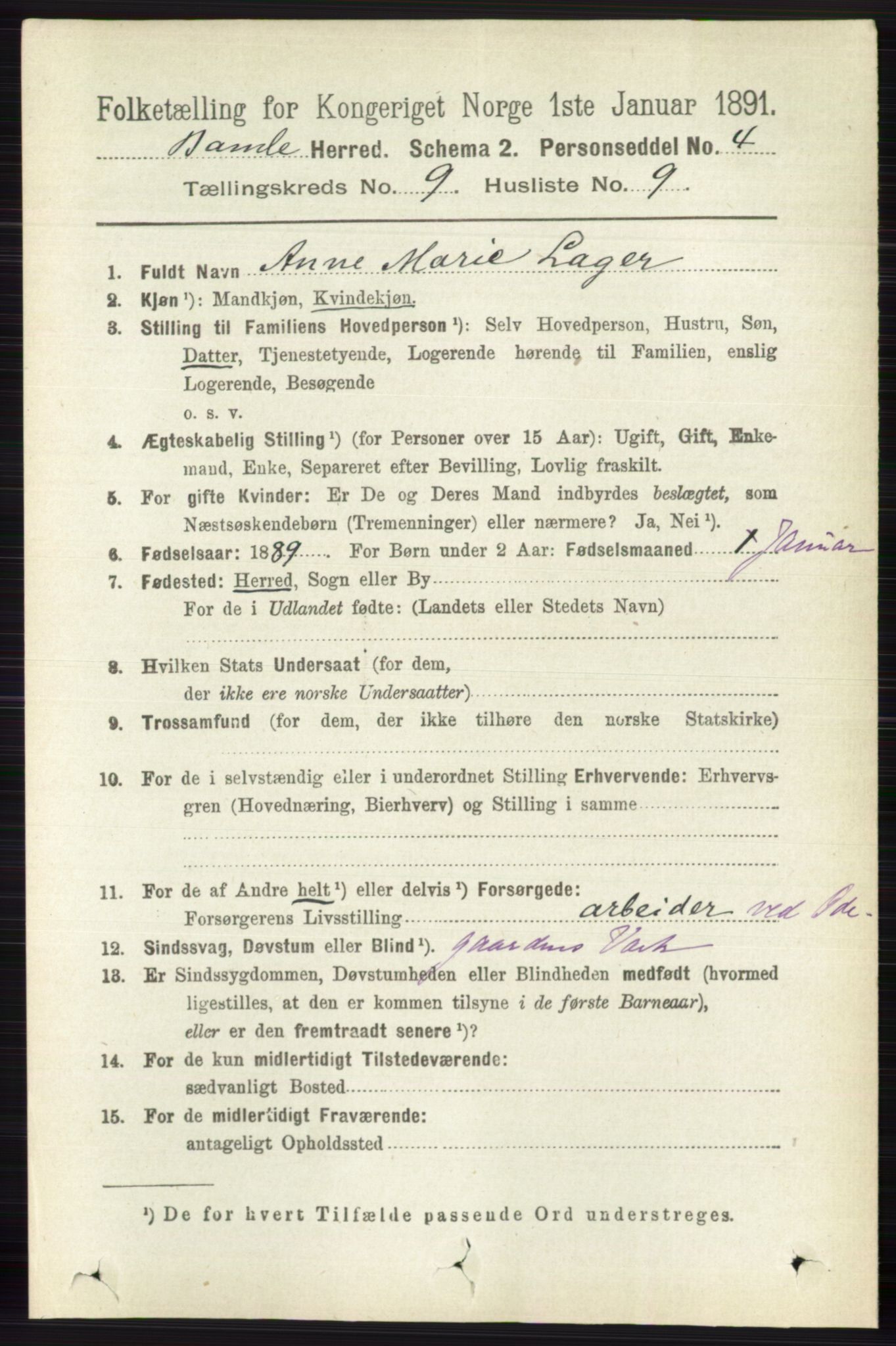 RA, 1891 census for 0814 Bamble, 1891, p. 4235