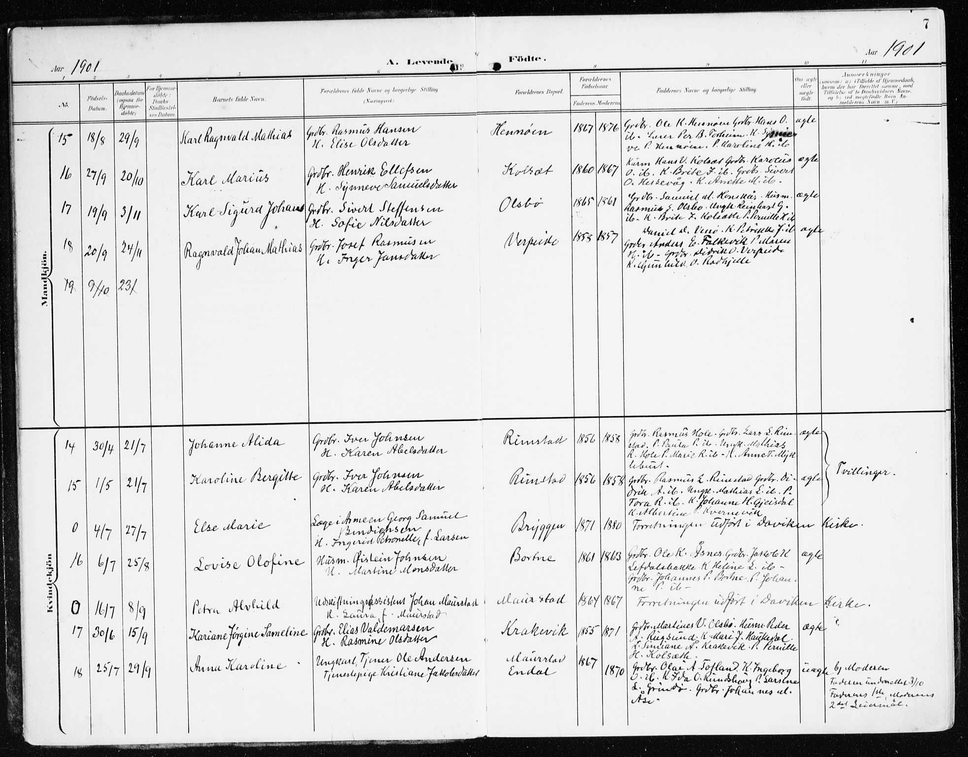 Davik sokneprestembete, AV/SAB-A-79701/H/Haa/Haad/L0002: Parish register (official) no. D 2, 1901-1930, p. 7