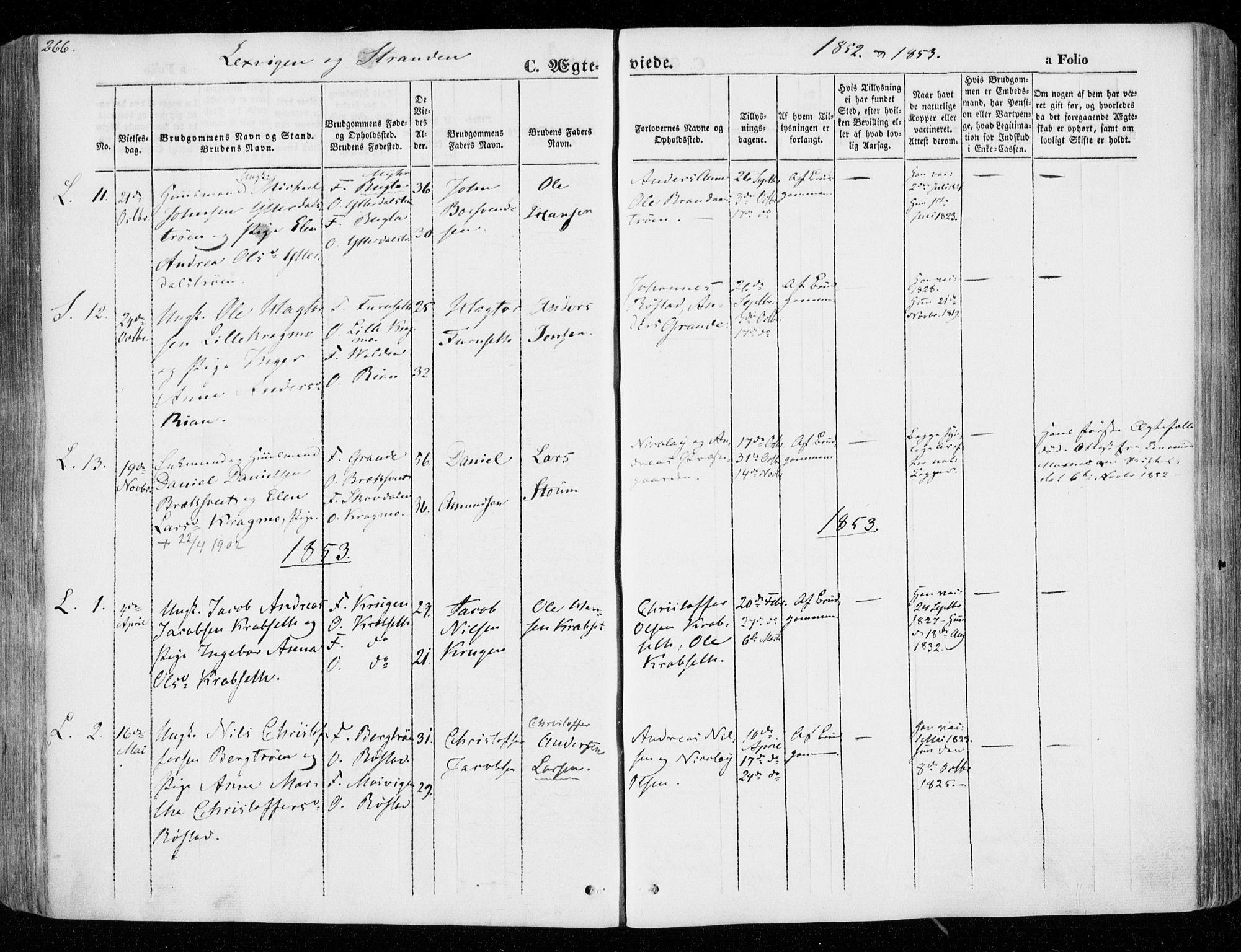 Ministerialprotokoller, klokkerbøker og fødselsregistre - Nord-Trøndelag, SAT/A-1458/701/L0007: Parish register (official) no. 701A07 /1, 1842-1854, p. 266