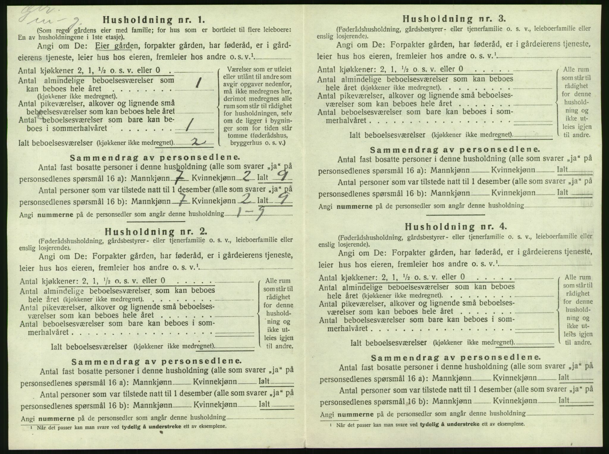 SAT, 1920 census for Nesna, 1920, p. 710