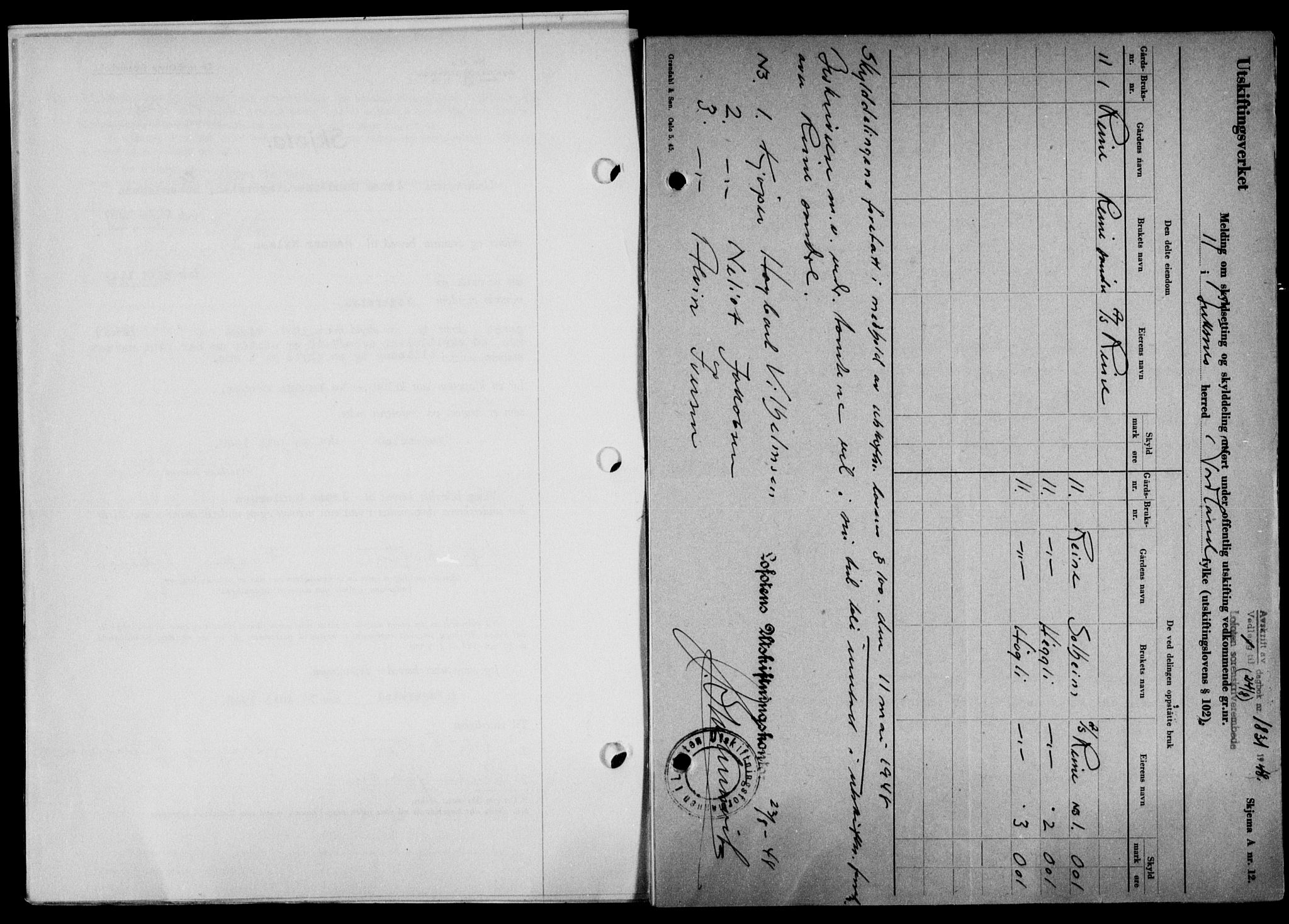 Lofoten sorenskriveri, SAT/A-0017/1/2/2C/L0019a: Mortgage book no. 19a, 1948-1948, Diary no: : 1831/1948