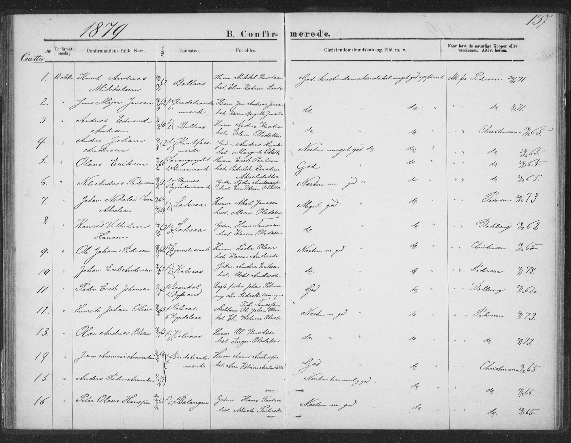 Ministerialprotokoller, klokkerbøker og fødselsregistre - Nordland, AV/SAT-A-1459/863/L0913: Parish register (copy) no. 863C03, 1877-1885, p. 137