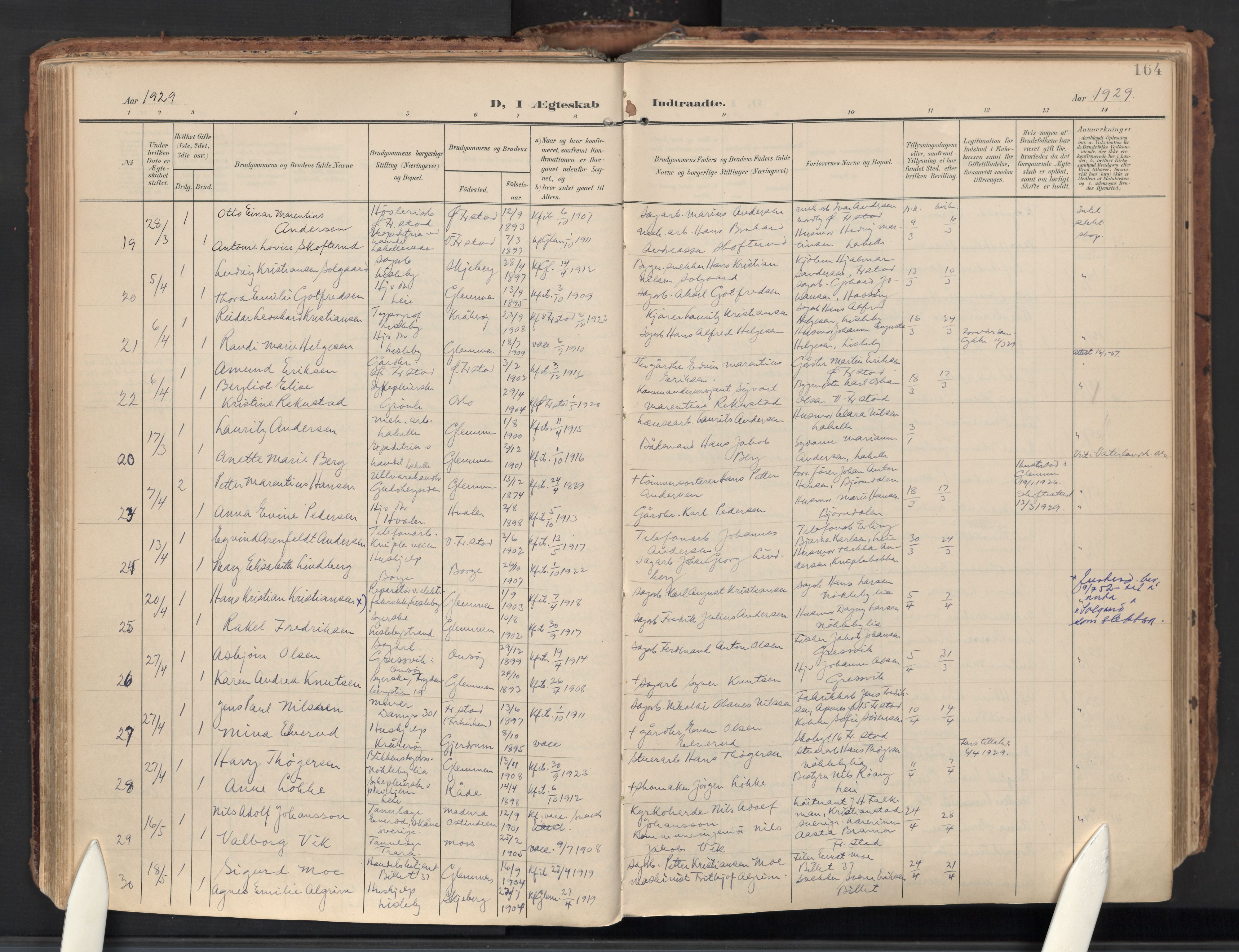 Glemmen prestekontor Kirkebøker, AV/SAO-A-10908/F/Fa/L0016: Parish register (official) no. 16, 1903-1937, p. 164