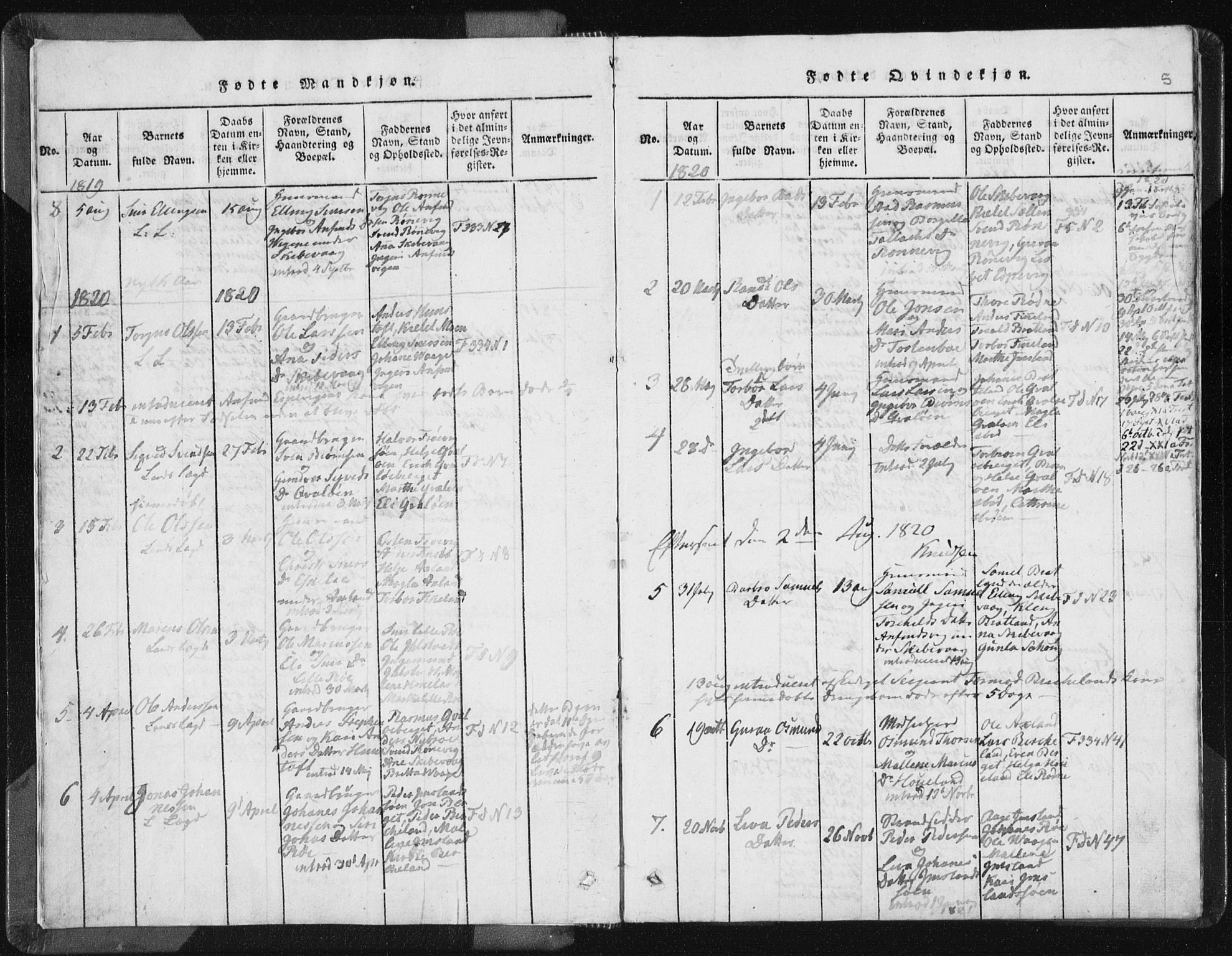 Vikedal sokneprestkontor, AV/SAST-A-101840/01/IV: Parish register (official) no. A 5, 1817-1850, p. 5